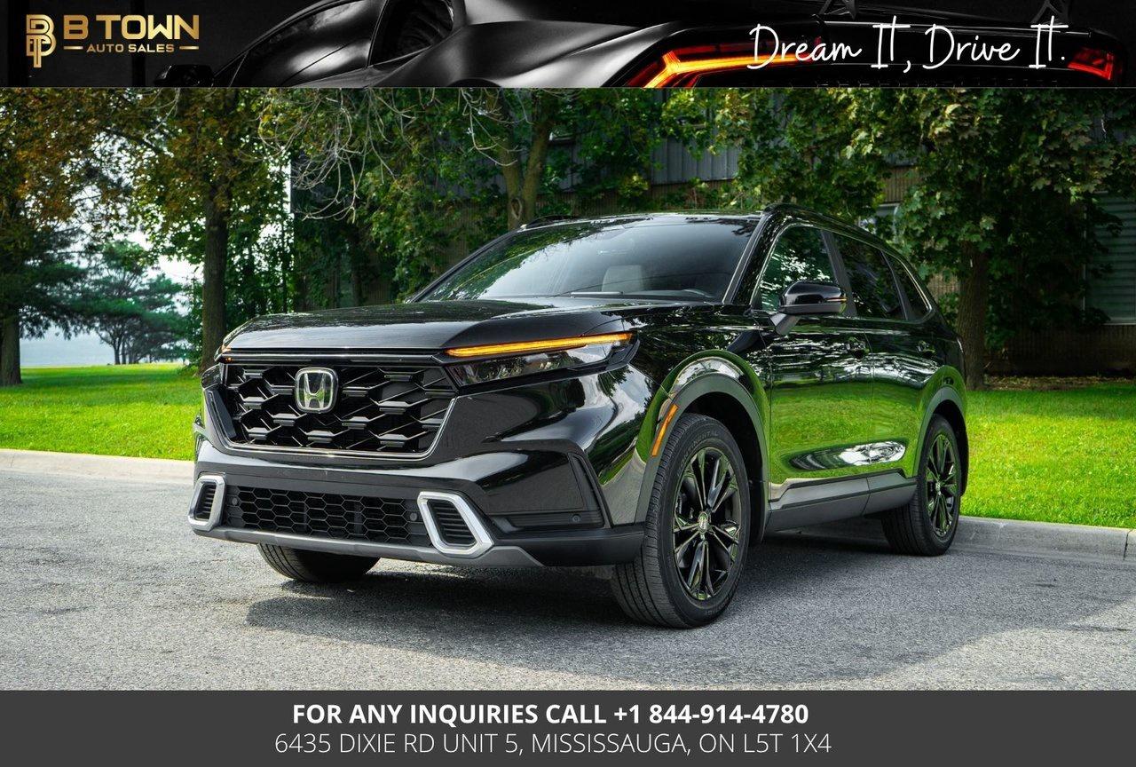 <span>The </span><span>2025 Honda CR-V Hybrid Sport Touring AWD</span><span> blends premium comfort, exceptional fuel efficiency, and advanced technology into one versatile SUV. With </span><span>40,000 KM</span><span>, this top-of-the-line hybrid delivers a refined driving experience, spacious interior, and the confidence of Honda&rsquo;s Real Time AWD system.</span>




<span>Powered by a </span><span>2.0L 4-Cylinder Atkinson-Cycle Hybrid Powertrain</span><span>, producing a combined </span><span>204 horsepower</span><span>, paired with an </span><span>electronic Continuously Variable Transmission (e-CVT)</span><span> and </span><span>Real Time AWD</span><span>, the CR-V Hybrid offers smooth acceleration, impressive efficiency, and confident all-weather capability.</span>




<strong>Factory Options & Features:</strong>

<span>&bull; 2.0L 4-Cylinder Hybrid Powertrain &ndash; 204 HP

&bull; Electronic CVT (e-CVT)

&bull; Real Time All-Wheel Drive (AWD)

&bull; Leather-Trimmed Seating

&bull; Heated & Ventilated Front Seats

&bull; Heated Rear Seats

&bull; Heated Steering Wheel

&bull; Power Tailgate with Hands-Free Access

&bull; Power Moonroof

&bull; 9-Inch Touchscreen Infotainment System

&bull; Wireless Apple CarPlay & Android Auto

&bull; Wireless Phone Charging

&bull; Bose Premium Audio System

&bull; Honda Sensing&reg; Safety Suite

&bull; Adaptive Cruise Control

&bull; Blind Spot Information System

&bull; Lane Keeping Assist System

&bull; Multi-Angle Rear View Camera

&bull; LED Headlights & LED Fog Lights

&bull; 19-Inch Alloy Wheels</span>







<strong>At B-Town Auto Tricity, each vehicle undergoes a comprehensive inspection to ensure exceptional quality and performance. We proudly serve customers across the Greater Toronto Area and beyond, offering competitive financing, trade-ins, and nationwide shipping.</strong>




<strong>$999 FINANCING FEES APPLY.</strong>




<strong>Special Financing Price: $43,888</strong>

<strong>Cash Price: $45,388</strong>




<strong>Thank you for choosing B-Town Auto Tricity.</strong>