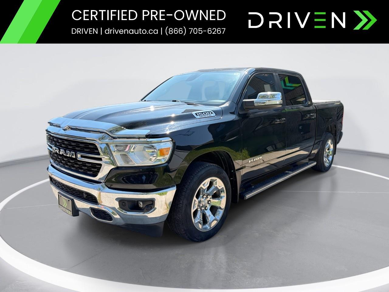 <p><strong>SPECIAL FINANCE PRICE: $35,995</strong></p><p><strong>CASH PRICE: $37,995</strong></p><p>This 2022 Ram 1500 Big Horn is where rugged capability meets premium comfort! Loaded with the sought-after Big Horn Level 2 Equipment Group and Quick Order Package, this truck features a massive <strong>12-inch Uconnect touchscreen with built-in GPS Navigation</strong>, Apple CarPlay & Android Auto, heated front seats, heated leather-wrapped steering wheel, power driver's seat, dual-zone automatic climate control, remote start, power-adjustable pedals, rear power sliding window, LED bed lighting, spray-in bedliner, Class IV hitch, 20-inch aluminum wheels, and so much more.</p><p>Stay confident on every drive with <strong>Blind-Spot Monitoring, Rear Cross-Path Detection, ParkSense front & rear park assist, ParkView backup camera, Electronic Stability Control, Hill Start Assist, Trailer Sway Control, Advanced Multistage Airbags, Tire Pressure Monitoring</strong>, and a suite of intelligent safety technologies.</p><p></p> <p><span style=color:black>This vehicle is in<strong>excellent showroom condition</strong>and backed by the<strong>DRIVEN Certified Advantage Program</strong>for complete peace of mind.</span></p><p><span style=color:black><strong>INSPECTION & CERTIFICATION</strong></span></p><p><span style=color:black>This vehicle has undergone a<strong>comprehensive 150-point inspection</strong>by licensed in-house mechanics, assessing its cosmetic, mechanical, and safety condition. It comes<strong>DRIVEN Certified</strong>, which includes our<strong>30-Day / 2,500KM Vehicle Assurance Program</strong>covering any mechanical issues within that period.</span></p><p><span style=color:black><strong>DRIVEN CERTIFIED ADVANTAGE PROGRAM  INCLUDED FOR ALL BUYERS</strong></span></p><p><span style=color:black> 30-Day / 2,500KM Vehicle Assurance Program  Ontario-wide delivery available  Free Carfax Vehicle History Report  Access to Industry-Leading Warranty & GAP Programs  WALKAWAY Protection Available  Fresh Oil Change & New Cabin Air Filter  Meticulously Reconditioned & Professionally Detailed Vehicles</span></p><p><span style=color:black><strong>FINANCING AVAILABLE</strong></span></p><p><span style=color:black>All credit types are welcome! Whether youre a<strong>first-time buyer</strong>,<strong>newcomer to Canada</strong>, or<strong>rebuilding credit</strong>, our<strong>Equifax Certified Finance Team</strong>works to secure your best approval.</span></p><p><span style=color:black>Special Financing Programs are available for an additional<strong>$999</strong>, covering the expert services we provide to secure the<strong>lowest rates, best approvals, and most flexible terms</strong>.</span></p><p><span style=color:black>The<strong>Special Finance Price</strong>reflects a dealer discount and is available only when financing is arranged through<strong>DRIVEN</strong>, on approved credit (O.A.C.). Customers paying cash or using outside financing will pay the full<strong>cash price</strong>listed above.</span></p><p><span style=color:black><strong>CONVENIENCE & EXPERIENCE</strong></span></p><p><span style=color:black> State-of-the-Art Facility in Newmarket, ON  Hundreds of 5-Star Google Reviews  Recognized for expertise and trust  Transparent, Pressure-Free Consultations  Top Dollar for Trades  Well buy your vehicle even if you dont buy ours</span></p><p><span style=color:black><strong>ABOUT DRIVEN</strong></span></p><p><span style=color:black><strong>DRIVEN</strong> Anything but your typical dealership. Your one-stop destination for<strong>buying, selling, and servicing vehicles</strong>, built on transparency, trust, and a people-first approach.</span></p><p><span style=color:black>Visit us today at<strong>220 Mulock Drive, Newmarket, ON L3Y 9B7</strong> Or explore our full inventory and get<strong>pre-approved in minutes</strong>with<strong>no credit impact</strong>at</span><a target=_blank rel=noopener noreferrer nofollow href=http://www.drivenauto.ca><span style=color:blue>www.drivenauto.ca</span></a></p><p><span style=color:black>In accordance with<strong>OMVIC regulations</strong>, the listed<strong>cash price</strong>is the total all-in price excluding taxes and licensing. The<strong>Special Financing Price</strong>reflects dealer incentives available only when financing is arranged through DRIVEN (O.A.C.).</span></p><p><span style=color:black>***Although every effort is made to ensure accuracy, we are not responsible for any errors or omissions. Prices and availability may change without notice. Please call or email us directly to confirm details.***</span></p>