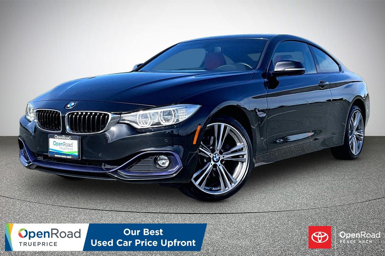 The 2016 BMW 428i xDrive Coupe blends sporty performance with premium comfort. Its turbocharged 2.0-litre four-cylinder engine delivers responsive acceleration, paired with an eight-speed automatic transmission and BMWs intelligent xDrive all-wheel drive for confident handling in all seasons. The sleek coupe design is complemented by alloy wheels, LED lighting, and a refined interior featuring leatherette seating, dual-zone automatic climate control, a power sunroof, and power-adjustable front seats. Enjoy Bluetooth connectivity, a premium audio system, USB input, rain-sensing wipers, keyless entry with push-button start, and advanced safety features, making every drive comfortable, engaging, and secure. Have confidence with your OpenRoad purchase! Every OpenRoad Certified Pre-Owned vehicle comes fully reconditioned and complete with a comprehensive 153 point mechanical inspection, a CarFax history & lien report, a 3-Day Money Back Guarantee, a 30-Day/2,000 kms Exchange Policy, a 90-Day/5,000 kms Powertrain Warranty, guaranteed clear title, and membership to our exclusive Club OpenRoad! As a proud member of the OpenRoad Auto Group, a trusted name since 2000 serving the Lower mainland (including White Rock, Surrey, Langley, Maple Ridge, Delta, Richmond, Mission and beyond) with outstanding Toyota vehicles, Toyota parts, and Toyota service since 1966! OpenRoad Toyota Peace Arch is a &ldquo;True Price&rdquo; dealer, meaning no inflated prices, and no need for back and forth haggling! We use up to the minute technology offering LIVE MARKET VALUE PRICING to ensure you are receiving the most competitive price possible on all of our Pre-Owned vehicles!  All advertised vehicle prices do not include our $699 documentation fee.