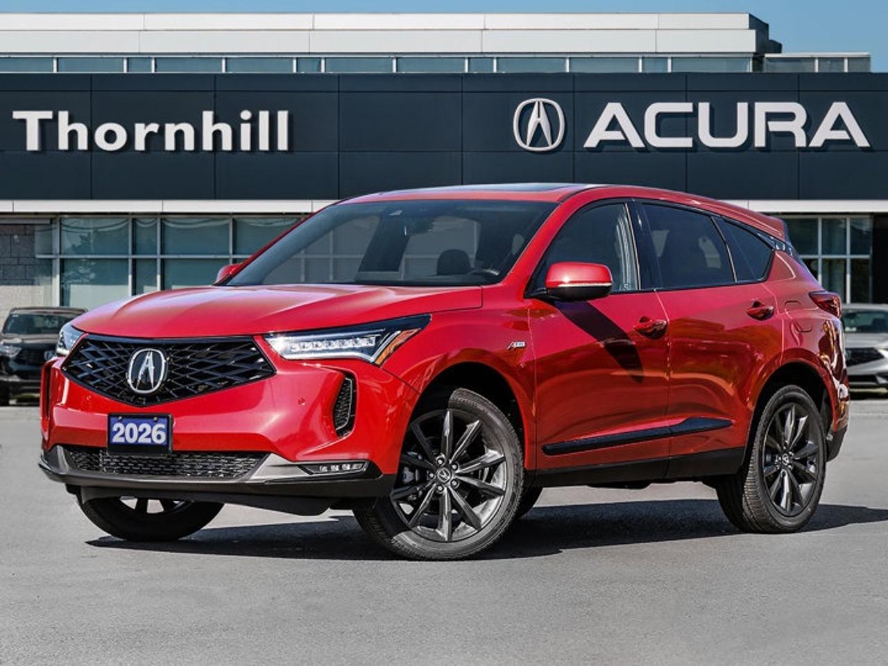 The 2026 Acura RDX A-Spec Package is a brand new luxury SUV that brings sporty style, smart features, and everyday ease together in one confident package. Finished in red with a black interior, this four-door Acura offers a bold road presence, automatic transmission, and the premium comfort drivers want for commuting, family travel, and weekend drives in Thornhill.At Acura of Thornhill, this 2026 Acura RDX A-Spec Package stands out with a well-equipped feature list that focuses on real value and daily enjoyment. You get advanced driver help systems, heated comfort features, smart connectivity, and practical cargo access, all wrapped in a refined SUV design that feels athletic and upscale from every angle.FEATURES OF THE RDX A-Spec PackageSport-focused exterior styling with rear spoilerHeated steering wheel for cold morningsBlind spot monitor adds driving confidencePower liftgate improves daily convenienceADVANCED SAFETY FEATURESBackup camera helps with safer reversingLane departure warning supports highway awarenessBlind spot monitor aids lane changesCross-traffic alert helps in parking lotsPERFORMANCE AND EFFICIENCYAutomatic transmission delivers smooth daily drivingStability control helps maintain secure handlingTraction control supports grip on roadsLimited slip differential improves traction responseCOMFORT AND CONVENIENCEHeated front seats add winter comfortMemory seats save preferred driving positionsRemote starter warms cabin before entryPower windows add everyday easeTECHNONOLGY AND CONNECTIVITYBluetooth integration supports hands-free phone useSatellite radio expands entertainment choicesHD Radio offers clear sound qualityWiFi hotspot keeps devices connectedCARGO SPACEPower liftgate simplifies loading and unloadingFour-door layout improves passenger accessRear cargo area suits daily errandsFlexible SUV design supports active lifestylesAWARDS & RECOGNITIONSTop Safety Pick, Insurance Institute for Highway Safety, 2024WHAT OTHER OWNERS LIKEUser-friendly controls make driving feel simpleHeated features improve cold-weather comfortCargo versatility helps with busy routinesSmooth ride suits commuting and travelThis brand new 2026 Acura RDX A-Spec Package also includes cruise control, power steering, Anti-Lock Braking System, child safety locks, heated mirrors, front air conditioning, steering wheel audio controls, an adjustable steering wheel, automatic headlights, rain-sensing windshield wipers, fog lights, tire pressure monitoring, auto-dimming rearview mirror, turn signal mirrors, aluminum wheels, keyless entry, smart device integration, and adaptive cruise control.The black interior gives this 2026 Acura RDX A-Spec Package a refined and sporty feel, while the red exterior adds extra energy and curb appeal. With its strong list of comfort, safety, and tech features, this Acura is ready to deliver premium value for drivers who want a new SUV that feels modern, practical, and rewarding every day.This 2026 Acura RDX A-Spec Packages VIN is: 5J8TC2H68TL800946.