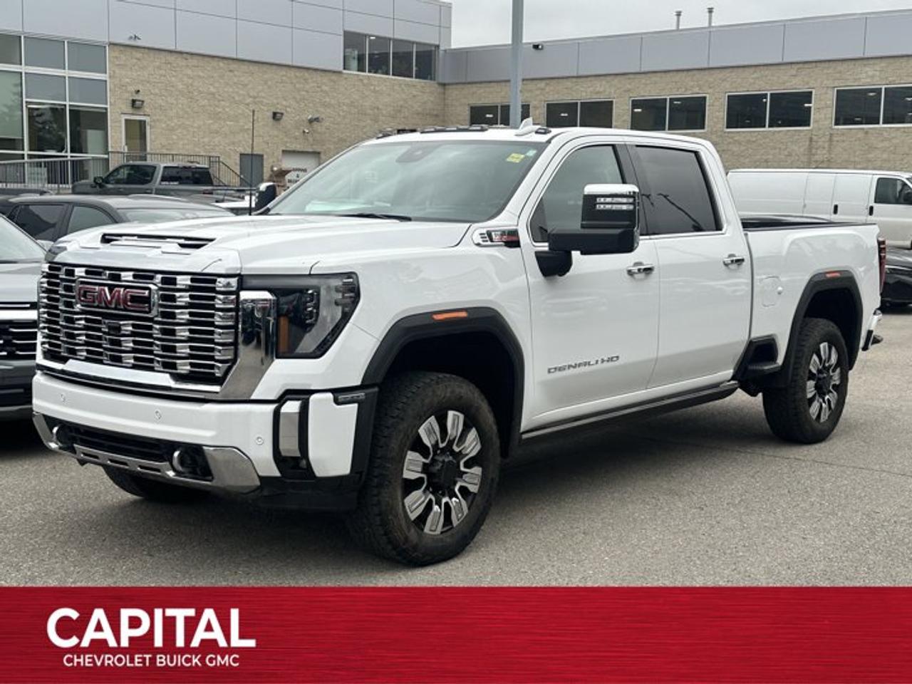 Recent Arrival! Odometer is 12307 kilometers below market average!Ask for the Internet Department for more information or book your test drive today! Call 403-256-4960 for fast answers at your fingertips! Disclaimer: All prices are plus taxes. See dealer for details. AMVIC Licensed Dealer # B2020028.2025 Sierra 3500HD 10-Speed Automatic 4WD Denali, Duramax 6.6L V8 Turbodiesel, 4WD, 120-Volt Bed Mounted Power Outlet, 120-Volt Instrument Panel Power Outlet, 2 Charge-Only Rear USB Ports, 2 Charge/Data USB Ports Inside Centre Console, 2 USB Ports, 2-Speed Active Transfer Case, 3.73 Rear Axle Ratio, Auto-Dimming Inside Rearview Mirror with Camera, Bed View Camera with Two Trailer Camera Provisions, Bose Premium 7-Speaker Sound System, Deep-Tinted Glass, Denali Reserve Package, Electric Rear-Window Defogger, Floor-Mounted Centre Console, Forge Perforated Leather Seat Trim, Front Bucket Seats, Front Rain-Sensing Wipers, GMC Premium 13.4 Diagonal Infotainment Display, HD Surround Vision, Heated 2nd Row Outboard Seats, Heated Driver and Front Outboard Passenger Seats, Hill Descent Control, Keyless Open and Start, LED Cargo Area Lighting, LED Smoked Amber Roof Marker Lamps, Manual Tilt-Wheel/Telescoping Steering Column, Multicolour 15 Diagonal Head-Up Display, Off-Road Suspension, Polished Exhaust Tip, Power Front Windows with Passenger Express Up/Down, Power Sliding Rear Window with Defogger, Power Sunroof, Preferred Equipment Group 5SA, Push Button Start, Radio: AM/FM Stereo with Premium GMC Infotainment System, Rear Cross Traffic Alert, Rear Wheelhouse Liners, Remote Vehicle Starter System, Safety Alert Seat, Signature Chrome Denali Grille, SiriusXM with 360L Trial Subscription, Spray-on Pickup Bedliner with GMC Logo, Steering Wheel Audio Controls, Technology Package, Trailer Camera Provisions, Trailer Side Blind Zone Alert, Ultrasonic Front and Rear Park Assist, Unauthorized Entry Theft-Deterrent System, Universal Home Remote, Ventilated Driver and Front Passenger Seats, Wheels: 20 Ultra-Bright Machined, Wireless Charging, Wireless Phone Projection, X31 Off-Road Package.
