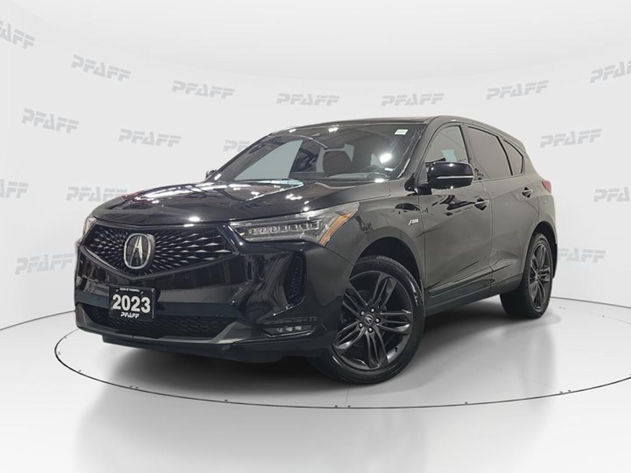 **The online price includes a $1000 financing credit. For cash purchases, an additional $1000 dollars will be added to the price.** This disclosure applied to pre-owned inventory only: The online price includes a $1000 financing credit. For cash purchases, an additional $1000 dollars will be added to the price.*Bold style meets premium Acura engineering in this 2023 Acura RDX A-Spec, now available at Acura of Thornhill in Thornhill. Finished in Black with a Red interior, this used luxury SUV offers sporty character, everyday utility, and a confident road presence. With 122,684 km and an automatic transmission, it is well equipped for drivers who want comfort, control, and upscale design.This 2023 Acura RDX A-Spec stands out with its athletic appearance, four-door practicality, and a feature set that adds value to every drive. From heated front seats and a heated steering wheel to advanced driver assistance and smart connectivity, this SUV delivers a refined experience for commuting, highway travel, and family use alike.FEATURES OF THE RDX A-SpecSport-focused exterior styling with rear spoilerRed interior creates a bold cabinAluminum wheels add athletic road presenceHeated steering wheel for winter comfortADVANCED SAFETY FEATURESBackup camera helps with safer reversingBlind spot monitor supports lane changesLane departure warning adds extra awarenessCross-traffic alert helps in parking lotsPERFORMANCE AND EFFICIENCYAutomatic transmission delivers smooth daily drivingStability control helps maintain secure handlingTraction control improves grip on roadsLimited slip differential supports confident tractionCOMFORT AND CONVENIENCEHeated front seats add cold-weather comfortMemory seats save preferred driving positionsRemote starter helps pre-condition the cabinPower liftgate adds easier cargo accessTECHNOLOGY AND CONNECTIVITYBluetooth integration supports hands-free communicationSatellite radio expands entertainment choicesHD Radio offers clear audio playbackWiFi hotspot keeps devices better connectedCARGO SPACESUV layout supports flexible daily haulingRear cargo area suits weekend gearPower liftgate simplifies loading and unloadingFour doors improve passenger and cargo accessAWARDS & RECOGNITIONSTop Safety Pick Plus, Insurance Institute, 2023Best Compact Premium Utility Vehicle, AutoTrader, 2023WHAT OTHER OWNERS LIKEStrong value from premium feature contentComfortable ride for daily commuting needsUser-friendly tech for connected drivingSporty design with practical SUV versatilityThis 2023 Acura RDX A-Spec also includes many sought-after everyday features. Cruise control, power steering, anti-lock braking system, child safety locks, heated mirrors, power windows, front air conditioning, steering wheel audio controls, adjustable steering wheel, automatic headlights, rain-sensing windshield wipers, fog lights, tire pressure monitoring, auto-dimming rearview mirror, turn signal mirrors, keyless entry, smart device integration, and adaptive cruise control all help create a well-rounded ownership experience.At Acura of Thornhill, this 2023 Acura RDX A-Spec offers a premium blend of style, comfort, and confidence in a luxury SUV that remains practical for daily life. Its Black exterior, Red interior, and impressive equipment list make it an appealing choice for drivers looking for a distinctive used Acura in Thornhill.This 2023 Acura RDX A-Specs VIN is: 5J8TC2H67PL800264 .