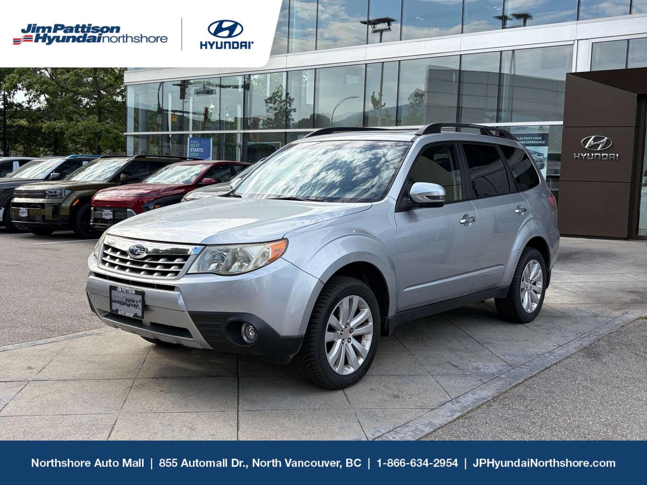 Adventure awaits with this 2012 Subaru Forester, the perfect SUV for drivers looking for legendary all-wheel drive capability, outstanding reliability, and everyday practicality. Whether youre commuting through the city or heading to the mountains, the Forester delivers the confidence and versatility Subaru is known for.

Inside, youll find a spacious cabin with comfortable seating, excellent visibility, and plenty of cargo space for groceries, sports equipment, camping gear, or weekend getaways. Subarus renowned Symmetrical All-Wheel Drive system provides exceptional traction in rain, snow, and challenging road conditions, making it an ideal choice for BC driving.

Well-maintained and built to last, this Forester offers a smooth, dependable driving experience with the versatility to handle every season. If youre searching for an affordable SUV with proven capability and practicality, this Subaru Forester is ready for its next adventure.

Visit Jim Pattison Hyundai Northshore today to see it in person and book your test drive!

Price includes dealer administration fee ($595) and VSA transaction levy ($10). Finance placement fee ($595) if applicable, GST and PST are additional. D#6700
