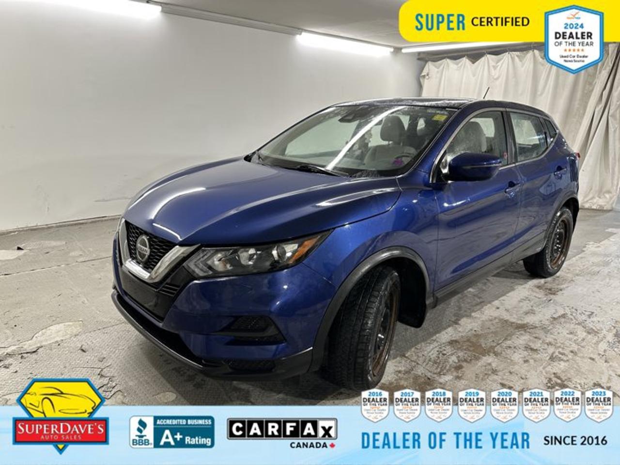 Meet the 2020 Nissan Qashqai S   a smart, stylish compact SUV in eye-catching blue thats Super Certified and ready to go. With low mileage and All-Wheel Drive, it blends confident handling with everyday efficiency. The cabin seats five comfortably, and thoughtful features like heated front seats, cloth upholstery, and a pass-through rear seat make daily commutes and weekend runs equally pleasant. Technology keeps you connected: Bluetooth, satellite radio, MP3 and auxiliary inputs, steering-wheel audio controls and smart device integration make entertainment and hands-free calling easy. Safety is a standout with lane departure warning, lane keeping assist, blind spot monitoring, cross-traffic alert, front and rear collision mitigation, a back-up camera and an array of airbags   built to help keep you and your passengers protected. Practical conveniences include automatic headlights and high beams, keyless entry, power windows and mirrors with integrated turn signals, rear parking aid and a remote trunk release. The 2.0L four-cylinder and CVT deliver peppy, smooth performance while the traction-enhancing AWD gives added confidence in changing conditions. Aluminum wheels, a rear spoiler and a clean blue exterior give it a modern, athletic look that turns heads. This Super Certified Qashqai is offered at a Great Price and is sold with an included warranty for added peace of mind (extended warranties also available). Whether youre shopping for a reliable daily driver or a versatile weekend companion, this Qashqai makes a compelling choice. Contact our location today to schedule a test drive   it wont last long.<br><p>THE SUPER DAVES ADVANTAGE</p> <p>BUY REMOTE - No need to visit the dealership. Through email, text, or a phone call, you can complete the purchase of your next vehicle all without leaving your house!</p> <p>DELIVERED TO YOUR DOOR - Your new car, delivered straight to your door! When buying your car with Super Daves, well arrange a fast and secure delivery. Just pick a time that works for you and well bring you your new wheels!</p> <p>PEACE OF MIND WARRANTY - Every vehicle we sell comes backed with a warranty so you can drive with confidence.</p> <p>EXTENDED COVERAGE - Get added protection on your new car and drive confidently with our selection of competitively priced extended warranties.</p> <p>WE ACCEPT TRADES - We&rsquo;ll accept your trade for top dollar! We&rsquo;ll assess your trade in with a few quick questions and offer a guaranteed value for your ride. We&rsquo;ll even come pick up your trade when we deliver your new car.</p> <p>SUPER CERTIFIED INSPECTION - Every vehicle undergoes an extensive 120 point inspection, that ensure you get a safe, high quality used vehicle every time.</p> <p>FREE CARFAX VEHICLE HISTORY REPORT - If youre buying used, its important to know your cars history. Thats why we provide a free vehicle history report that lists any accidents, prior defects, and other important information that may be useful to you in your decision.</p> <p>METICULOUSLY DETAILED &ndash; Buying used doesn&rsquo;t mean buying grubby. We want your car to shine and sparkle when it arrives to you. Our professional team of detailers will have your new-to-you ride looking new car fresh.</p> <p>(Please note that we make all attempt to verify equipment, trim levels, options, accessories, kilometers and price listed in our ads however we make no guarantees regarding the accuracy of these ads online. Features are populated by VIN decoder from manufacturers original specifications. Some equipment such as wheels and wheels sizes, along with other equipment or features may have changed or may not be present. We do not guarantee a vehicle manual, manuals can be typically found online in the rare event the vehicle does not have one. Please verify all listed information with our dealership in person before purchase. The sale price does not include any ongoing subscription based services such as Satellite Radio. Any software or hardware updates needed to run any of these systems would also be the responsibility of the client. All listed payments are OAC which means On Approved Credit and are estimated without taxes and fees as these may vary from deal to deal, taxes and fees are extra. As these payments are based off our lenders best offering they may be subject to change without notice. Please ensure this vehicle is ready to be viewed at the dealership by making an appointment with our sales staff. We cannot guarantee this vehicle will be on premises and ready for viewing unless and appointment has been made.)</p>