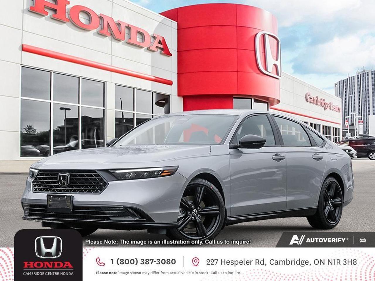 <p><strong>Introducing the 2026 Honda Accord Hybrid Sport-L, where elevated design meets electrified performance.</strong></p><p><strong>Dynamic Hybrid Power, Exceptional Control</strong></p><p>Under the hood, the Accord Hybrid Sport-L is powered by a finely tuned 2.0-litre, 16-valve, Direct Injection DOHC 4-cylinder engine paired with dual electric motors, delivering a bold 204 horsepower and 247 lb-ft of torque.</p><p>- Electric-Continuously Variable Transmission (E-CVT) for smooth power delivery</p><p>- Choose from Normal, Sport, and Individual drive modes to match your mood</p><p>- Steering wheel-mounted paddle selectors bring extra excitement to every curve</p><p>Enjoy a seamless balance of performance and efficiency, wherever the road leads.</p><p><strong>Convenience that Moves with You</strong></p><p>From the moment you approach your Accord, convenience is built in:</p><p>- Remote engine start</p><p>- Proximity key entry with pushbutton start</p><p>- 8-way power drivers seat with memory and lumbar support</p><p>Its comfort, control, and personalization, all at your fingertips.</p><p><strong>Honda Sensing®: Confidence Comes Standard</strong></p><p>The 2026 Accord Hybrid Sport-L is equipped with a full suite of Honda Sensing® safety features, including:</p><p>- Adaptive Cruise Control (ACC) with Low-Speed Follow</p><p>- Forward Collision Warning (FCW) and Collision Mitigation Braking System (CMBS®)</p><p>- Lane Departure Warning (LDW) and Lane Keeping Assist System (LKAS)</p><p>- Road Departure Mitigation (RDM)</p><p>- Traffic Jam Assist</p><p>- Blind Spot Information (BSI) System</p><p>Designed to protect you and your passengers, every time you get behind the wheel.</p><p><strong>A Premium Interior, Packed with Technology</strong></p><p>Inside, the Sport-L trim surrounds you with thoughtful touches and advanced connectivity:</p><p>- Leather-wrapped steering wheel and dual-zone automatic climate control</p><p>- Wireless Apple CarPlay and Android Auto for seamless smartphone integration</p><p>- 12.3" high-resolution Display Audio System for clear control and navigation</p><p>- Siri® Eyes Free, HandsFreeLink Bluetooth®, and HondaLink</p><p>Your drive just became your favourite part of the day.</p><p><strong>Sporty Exterior with Standout Style</strong></p><p>Command attention with a bold, athletic look:</p><p>- 19" black aluminum-alloy wheels for a street-smart stance</p><p>- LED headlights (auto-on/off), LED fog lights, daytime running lights, and LED brake and taillights</p><p>- Multi-angle rearview camera with dynamic guidelines for easy reversing and parking</p><p>With its sleek silhouette and bold presence, the Accord Hybrid Sport-L turns heads everywhere it goes.</p><p><span style=color:rgb( 255 , 0 , 0 )><strong><em>Premium paint charge of $550 is not included on all colours/models.</em></strong></span></p><p>Experience the Difference at Cambridge Centre Honda! Why Test Drive Here? You choose: drive with a sales person or on your own, extended overnight and at home test drives available. Why Purchase Here? VIP Coupon Booklet: up to $1000 in service & other savings, FREE Ontario-Wide Delivery. Cambridge Centre Honda proudly serves customers from Cambridge, Kitchener, Waterloo, Brantford, Hamilton, Waterford, Brant, Woodstock, Paris, Branchton, Preston, Hespeler, Galt, Puslinch, Morriston, Roseville, Plattsville, New Hamburg, Baden, Tavistock, Stratford, Wellesley, St. Clements, St. Jacobs, Elmira, Breslau, Guelph, Fergus, Elora, Rockwood, Halton Hills, Georgetown, Milton and all across Ontario!</p>