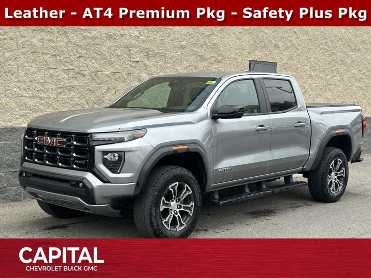 Recent Arrival!Ask for the Internet Department for more information or book your test drive today! Call 403-256-4960 for fast answers at your fingertips! Disclaimer: All prices are plus taxes. See dealer for details. AMVIC Licensed Dealer # B2020028.2023 Canyon 8-Speed Automatic 4WD AT4, 4WD, Leather, 120-Volt Bed Mounted Power Outlet, 2 Rear USB Ports in Centre Console (Charge-Only), 6-Way Power Passenger Seat Adjuster, 8-Way Power Driver Seat Adjuster, AT4 Premium Package, Automatic Emergency Braking, Automatic Locking Rear Differential, Blind Zone Steering Assist, Canyon Pro Safety, Canyon Safety Plus Package, Driver & Front Passenger Illuminated Visors, Driver & Front Passenger Ventilated Seats, Driver Memory, Driver Seatback Map Pocket, Dual-Zone Automatic Air Conditioning, EZ-Lift & Lower Tailgate, Following Distance Indicator, Forward Collision Alert, Front LED Fog Lamps, Front Pedestrian & Bicyclist Braking, Heated Driver & Front Passenger Seats, Heated Power-Adjustable Outside Mirrors, Heated Steering Wheel, Inside Rear-View Auto-Dimming Mirror, Integrated Trailer Brake Controller, IntelliBeam Automatic High Beam On/Off, Interior Overhead Courtesy Light w/Dual Reading Lamp, Lane Keep Assist w/Lane Departure Warning, Manual Rear-Sliding Window, MultiStow Tailgate, Perforated Leather-Appointed Seat Trim, Power Driver Lumbar Control Seat Adjuster, Power Passenger Lumbar Control Seat Adjuster, Preferred Equipment Group 4SG, Premium 7-Speaker Bose Sound System, ProGrade Trailering System, Rear Centre Fold-Down Armrest w/2 Cupholders, Rear Cross Traffic Braking, Rear of Console 120-Volt Power Outlet, Rear-Window Electric Defogger, Remote Vehicle Starter System, Tailgate Keyed Cylinder Lock, Tilt & Telescopic Manual Steering Column, Trailering App System, Trailering Package, Ultrasonic Rear Park Assist, Wheels: 18 x 8.5 Dark Gray Machined Finish Alum, Wireless Charging.