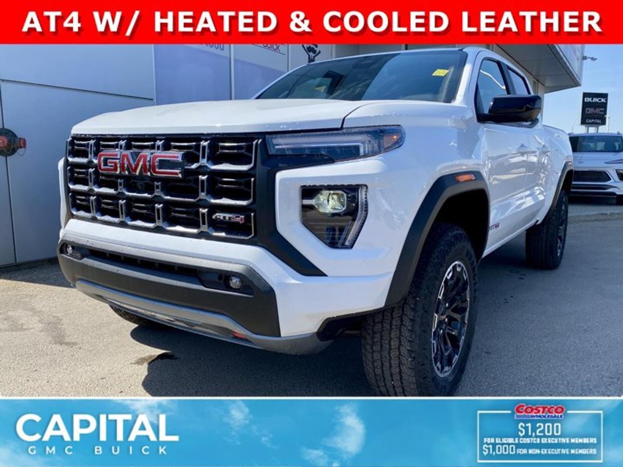 Check out this amazing 2026 GMC Canyon AT4 with the Premium Package... Fully equipped with options like Heated and cooled Leather Seats, Heated Steering, MultiStow Tailgate, Technology Plus Package, 360 CAM, Heads-up Display, Parking Assist Sensors, Remote Start, Trailer Package w/ Brake Controller, Blind Zone Steering Assist, Off-Road 2 Inch Factory Lift, and so much more! CALL NOW!Ask for the Internet Department for more information or book your test drive today!AMVIC Licensed Dealer - Licence Number B1044900