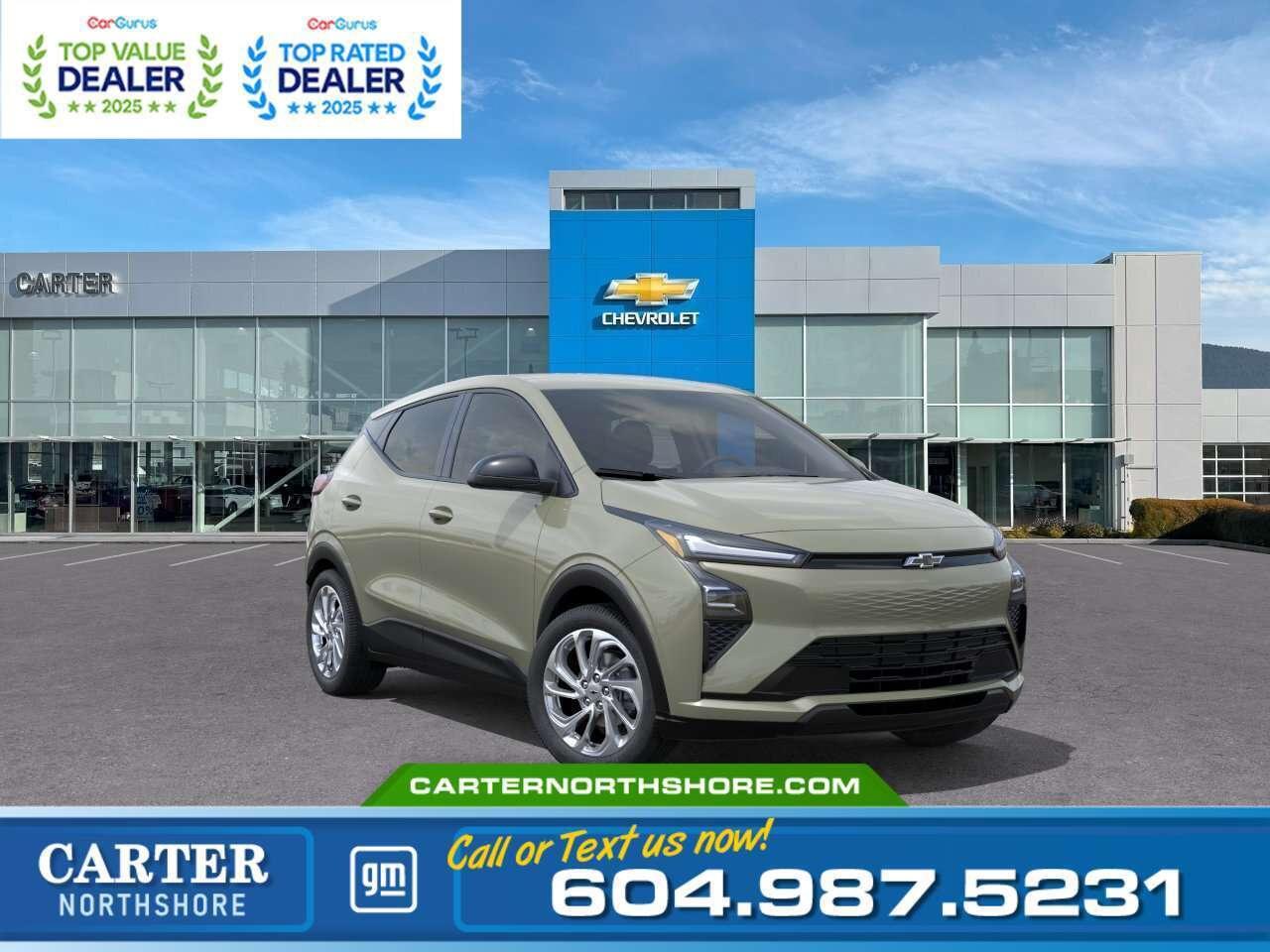 <b>GREAT NEWS! EMPLOYEE PRICING IS BACK!</b> Unlock exceptional savings on eligible new electric vehicles. Combine Employee Pricing with available incentives and drive home an EV for less. <b>Available Savings Include</b>: 	$1,500 Employee Pricing Credit 	$2,300 Non stackable cash discount 	Up to $5,000 Federal EVAP incentive for eligible customers, applied after tax. Only vehicles with a final transaction price under $50,000 before tax are eligible for EVAP. Stand out on every drive in this stylish 2027 Chevrolet Bolt EUV 2LT. This impressive electric SUV features DC Fast Charging, Google Built-In, Adaptive Cruise Control, heated and ventilated front seats, a heated flat-bottom steering wheel, Remote Start, Blind Zone Steering Assist, and a Rear Vision Camera for added confidence. Finished in eye-catching Relic Green Metallic, it offers comfort, smart technology, and everyday practicality. Come take it for a test drive today and experience all this stylish vehicle has to offer! <b>WHY CARTER GM NORTHSHORE?</b> - An unrivalled vehicle purchasing experience! - Exceeding our loyal customers expectations since 1990 - 4.7 Google star rating (with 1,700+ customer reviews) - CarGurus Top-Rated Dealer 2025 Award - CarGurus Top Value Dealer 2025 Award - Vehicle trades welcome! Best price guaranteed! - We provide upfront pricing, zero hidden fees, and 100% transparency - Fast approvals and 99% acceptance rates (no matter your current credit status!) - Multilingual staff (many languages spoken) - Comfortable non-pressured environment with in-store television, WIFI and a childrens play area! <p><img src=https://gmtadvantage-com.cdn-convertus.com/uploads/sites/16/2025/09/Carter-GM-Burnaby-Car-Gurus-Awards-2025.png alt="" width="300" height="77" /></p> Were here to help you drive the vehicle you want, the vehicle you deserve! <b>QUESTIONS? GREAT! WEVE GOT ANSWERS!</b> To speak with a friendly vehicle specialist - <b>CALL NOW!</b> <small>The advertised price includes all standard dealer fees and any applicable manufacturer or dealer incentives. It does not include applicable taxes, licensing, insurance, or optional products or services. Dealer fees will be clearly broken out and itemized on the bill of sale, maximum total of fees $699.00. Prices are shown in Canadian dollars. While we make every effort to ensure accuracy, vehicle details, pricing, options, and availability are subject to change without notice. Please confirm all information with dealership sales management before purchase. Dealer Code: 81121</small>