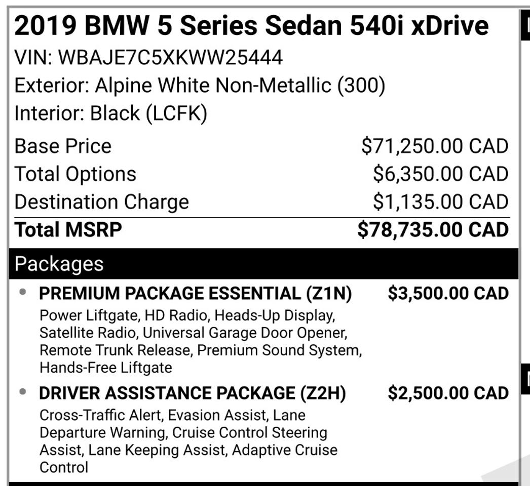 2019 BMW 5 Series XDRIVE | 540I | M-SPORT | PREMIUM | 20 IN Photo