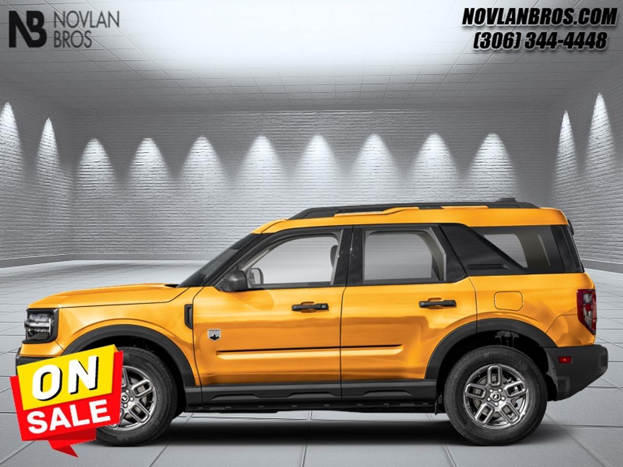 <b>Black Appearance Package, 17 Wheels, Convenience Package!</b><br> <br> Check out our great inventory of new vehicles at Novlan Brothers!<br> <br>The 2026 Ford Bronco Sport brings together off-road poise, practical scale and trail-inspired character into a compelling compact package.<br> <br>The 2026 Ford Bronco Sport combines rugged styling, modern tech and flexible utility to create a compact SUV that doesnt compromise on spirit. Inside, the cabin features quality materials, intuitive connectivity and thoughtful design to keep passengers comfortable and engaged. With its trail-ready attitude, confident presence and Fords heritage of capability, the Bronco Sport is built to carry your lifestyle forward.<br> <br>This Orange Fury Metallic Tc SUV has a 8 Speed Automatic transmission and is powered by a 181HP 1.5L 3 Cylinder Engine. <br> <br> Our Bronco Sports trim level is Big Bend. Inside, heated cloth bucket seats with power adjustability, a user-friendly 13.2-inch SYNC 4 display, and wireless Apple CarPlay, Android Auto, and Alexa integration make every drive comfortable and connected. Adaptive cruise control with stop-and-go, a proximity key with push-button start, and smart device remote start enhance convenience, while voice-activated climate control and clever storage solutions add refinement to its rugged personality. The cabins modern design features metallic accents and soft-touch materials that complement its functional layout. Outside, bold 17-inch carbonized grey alloy wheels, LED headlights, and black body trim give it a confident stance, while the Terrain Management System with five G.O.A.T. modes optimizes traction for every driving condition. Safety is prioritized through Ford Co-Pilot360 technologies, including BLIS with Cross-Traffic Alert, Pre-Collision Assist with Automatic Emergency Braking, Lane Keeping Assist, and a rearview camera, ensuring peace of mind on both city streets and untamed trails. This vehicle has been upgraded with the following features: Black Appearance Package, 17 Wheels, Convenience Package.<br><br> View the original window sticker for this vehicle with this url <b><a href=http://www.windowsticker.forddirect.com/windowsticker.pdf?vin=3FMCR9BN0TRE87510 target=_blank>http://www.windowsticker.forddirect.com/windowsticker.pdf?vin=3FMCR9BN0TRE87510</a></b>.<br> <br>To apply right now for financing use this link: <a href=http://novlanbros.com/credit/ target=_blank>http://novlanbros.com/credit/</a><br> <br/>Weve discounted this vehicle $3603. Total rebate of $3500 is reflected in the price. 5.49% financing for 84 months. <br> Payments from <b>$563.51</b> monthly with $0 down for 84 months @ 5.49% APR O.A.C. ( Plus applicable taxes - Plus applicable fees ). Incentives expire 2026-08-31. See dealer for details. <br><br><br> Come by and check out our fleet of 20+ used cars and trucks and 100+ new cars and trucks for sale in Paradise Hill.  o~o