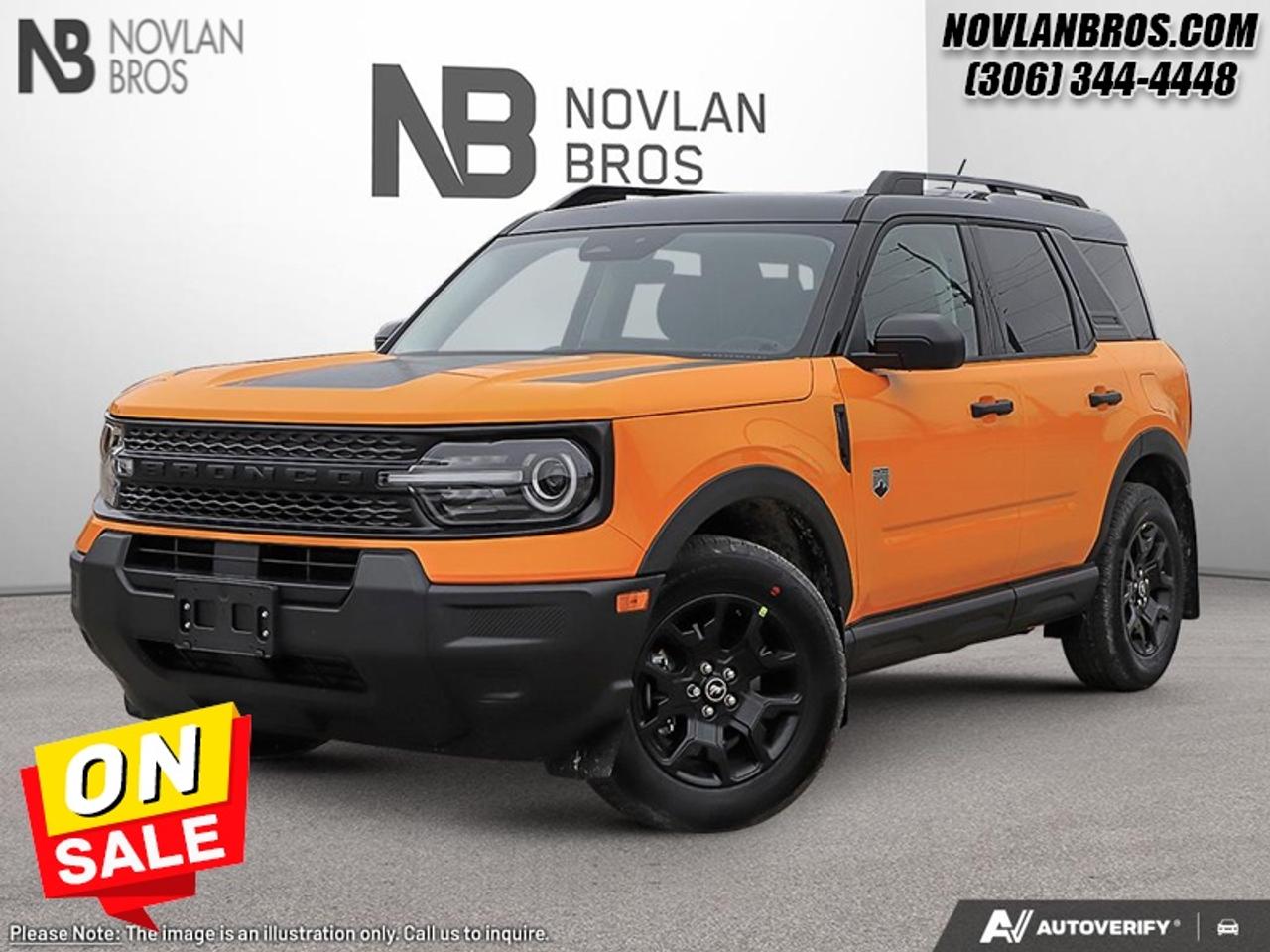 <b>Black Appearance Package, 17 Wheels, Convenience Package!</b><br> <br> Check out our great inventory of new vehicles at Novlan Brothers!<br> <br>The 2026 Ford Bronco Sport blends bold off-road styling, athletic capability and everyday versatility into one compact SUV built for adventure.<br> <br>The 2026 Ford Bronco Sport combines rugged styling, modern tech and flexible utility to create a compact SUV that doesnt compromise on spirit. Inside, the cabin features quality materials, intuitive connectivity and thoughtful design to keep passengers comfortable and engaged. With its trail-ready attitude, confident presence and Fords heritage of capability, the Bronco Sport is built to carry your lifestyle forward.<br> <br>This Orange Fury Metallic Tc SUV has a 8 Speed Automatic transmission and is powered by a 181HP 1.5L 3 Cylinder Engine. <br> <br> Our Bronco Sports trim level is Big Bend. Inside, heated cloth bucket seats with power adjustability, a user-friendly 13.2-inch SYNC 4 display, and wireless Apple CarPlay, Android Auto, and Alexa integration make every drive comfortable and connected. Adaptive cruise control with stop-and-go, a proximity key with push-button start, and smart device remote start enhance convenience, while voice-activated climate control and clever storage solutions add refinement to its rugged personality. The cabins modern design features metallic accents and soft-touch materials that complement its functional layout. Outside, bold 17-inch carbonized grey alloy wheels, LED headlights, and black body trim give it a confident stance, while the Terrain Management System with five G.O.A.T. modes optimizes traction for every driving condition. Safety is prioritized through Ford Co-Pilot360 technologies, including BLIS with Cross-Traffic Alert, Pre-Collision Assist with Automatic Emergency Braking, Lane Keeping Assist, and a rearview camera, ensuring peace of mind on both city streets and untamed trails. This vehicle has been upgraded with the following features: Black Appearance Package, 17 Wheels, Convenience Package.<br><br> View the original window sticker for this vehicle with this url <b><a href=http://www.windowsticker.forddirect.com/windowsticker.pdf?vin=3FMCR9BN0TRE87510 target=_blank>http://www.windowsticker.forddirect.com/windowsticker.pdf?vin=3FMCR9BN0TRE87510</a></b>.<br> <br>To apply right now for financing use this link: <a href=http://novlanbros.com/credit/ target=_blank>http://novlanbros.com/credit/</a><br> <br/>Weve discounted this vehicle $3603. Total rebate of $3500 is reflected in the price. 5.49% financing for 84 months. <br> Payments from <b>$563.51</b> monthly with $0 down for 84 months @ 5.49% APR O.A.C. ( Plus applicable taxes - Plus applicable fees ). Incentives expire 2026-08-31. See dealer for details. <br><br><br> Come by and check out our fleet of 20+ used cars and trucks and 100+ new cars and trucks for sale in Paradise Hill.  o~o