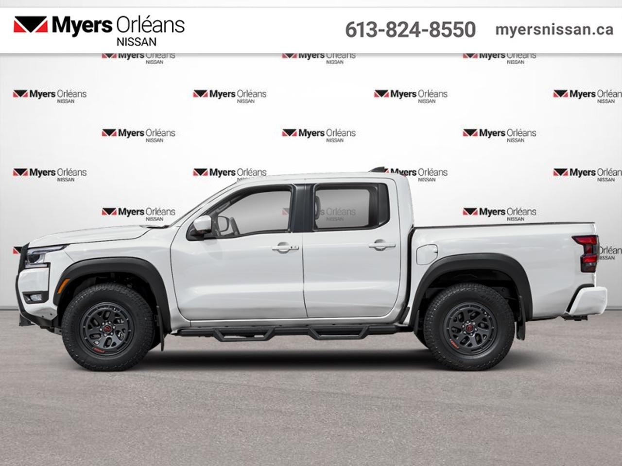 <b>Leather Seats!</b><br> <br> Hello. This proven 2026 Nissan Frontier PRO-4X is for sale now in Orleans. This Glacier White Crew Cab 4X4 pickup has an Automatic transmission and is powered by a 310HP 3.8L V6 Cylinder Engine. <br> <br> Our Frontiers trim level is PRO-4X. s This vehicle has been upgraded with the following features: Leather Seats.<br><br> <br/>6.4% financing for 84 months. <br> Payments from <b>$935.34</b> monthly with $0 down for 84 months @ 6.40% APR O.A.C. ( Plus applicable taxes - $621 Administration fee included. Licensing not included.**Rebates may not apply to all purchase types [cash, lease, or finance]. Eligibility & conditions varyplease see dealer for full details. ). Incentives expire 2026-08-31. See dealer for details. <br> <br> <br>LEASING:<br><br>Estimated Lease Payment: $907/m <br>Payment based on 6.4% lease financing for 60 months with $0 down payment on approved credit. Total obligation $54,460. Mileage allowance of 16,000 KM/year. Offer expires 2026-08-31.<br><br><br>We are proud to regularly serve our clients and ready to help you find the right car that fits your needs, your wants, and your budget.And, of course, were always happy to answer any of your questions.Proudly supporting Ottawa, Orleans, Vanier, Barrhaven, Kanata, Nepean, Stittsville, Carp, Dunrobin, Kemptville, Westboro, Cumberland, Rockland, Embrun , Casselman , Limoges, Crysler and beyond! Call us at (613) 824-8550 or use the Get More Info button for more information. Please see dealer for details. The vehicle may not be exactly as shown. The selling price includes all fees, licensing & taxes are extra. OMVIC licensed.Find out why Myers Orleans Nissan is Ottawas number one rated Nissan dealership for customer satisfaction! We take pride in offering our clients exceptional bilingual customer service throughout our sales, service and parts departments. Located just off highway 174 at the Jean DÀrc exit, in the Orleans Auto Mall, we have a huge selection of New vehicles and our professional team will help you find the Nissan that fits both your lifestyle and budget. And if we dont have it here, we will find it or you! Visit or call us today.<br> Come by and check out our fleet of 30+ used cars and trucks and 110+ new cars and trucks for sale in Orleans.  o~o
