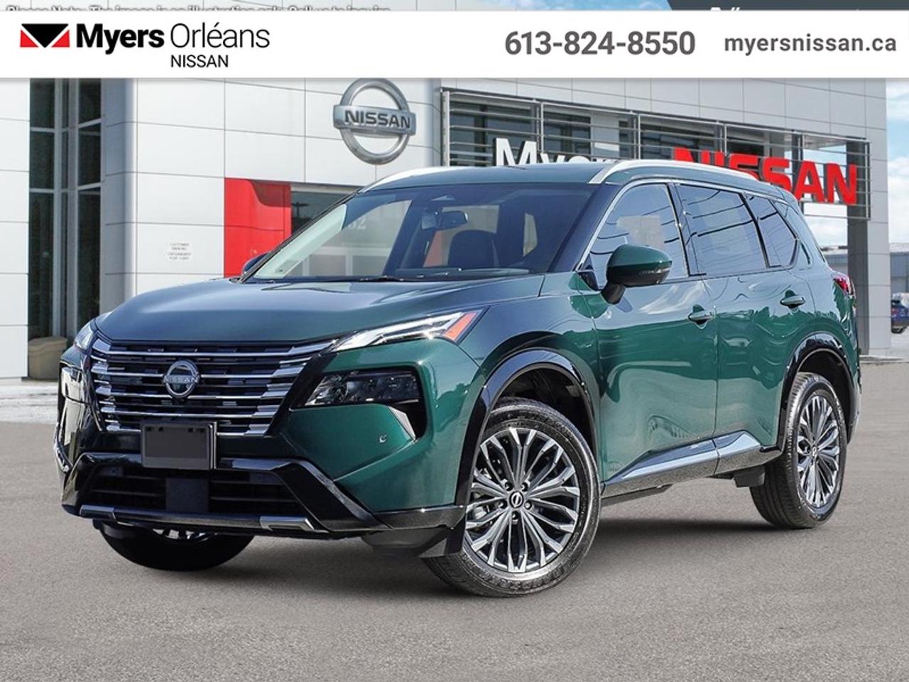 <b>Leather Seats!</b><br> <br> Capable of crossing over into every aspect of your life, this 2026 Rogue lets you stay focused on the adventure.<br> <br>Nissan was out for more than designing a good crossover in this 2026 Rogue. They were designing an experience. Whether your adventure takes you on a winding mountain path or finding the secrets within the city limits, this Rogue is up for it all. Spirited and refined with space for all your cargo and the biggest personalities, this Rogue is an easy choice for your next family vehicle.<br> <br>This Obsidian Green Pearl SUV has an Automatic transmission and is powered by a 201HP 1.5L 3 Cylinder Engine. <br> <br> Our Rogues trim level is Platinum. Its sophisticated exterior features a power liftgate, panoramic sunroof, chrome and black accents, and a distinctive grille that enhances its modern appeal. Inside, premium quilted semi-aniline leather seats with heating and memory functions, a heated leather steering wheel, dual-zone automatic climate control, and a power-adjustable drivers seat create a comfortable and upscale cabin environment. The intuitive infotainment system includes a 12.3-inch high-definition touchscreen with navigation, Bose premium audio with ten speakers, wireless Apple CarPlay and Android Auto, Google built-in services, and a Wi-Fi hotspot for seamless connectivity. Convenience features like remote start, proximity key entry, and Intelligent Cruise Control make every drive effortless, while advanced safety systems such as ProPILOT Assist 1.1, Blind Spot Intervention, Intelligent Lane Intervention, Emergency SOS, and the Aerial View Camera System provide confidence and awareness on every journey. This vehicle has been upgraded with the following features: Leather Seats.<br><br> <br/>Total rebate of $5000 is reflected in the price. Credit includes $5,000 Non-Stackable Dollars for Cash Purchase only, available in lieu of subvented financing rates. Incentives expire 2026-08-31. See dealer for details. <br> <br> <br>LEASING:<br><br>Estimated Lease Payment: $614/m <br>Payment based on 2.4% lease financing for 60 months with $0 down payment on approved credit. Total obligation $36,856. Mileage allowance of 16,000 KM/year. Offer expires 2026-08-31.<br><br><br>We are proud to regularly serve our clients and ready to help you find the right car that fits your needs, your wants, and your budget.And, of course, were always happy to answer any of your questions.Proudly supporting Ottawa, Orleans, Vanier, Barrhaven, Kanata, Nepean, Stittsville, Carp, Dunrobin, Kemptville, Westboro, Cumberland, Rockland, Embrun , Casselman , Limoges, Crysler and beyond! Call us at (613) 824-8550 or use the Get More Info button for more information. Please see dealer for details. The vehicle may not be exactly as shown. The selling price includes all fees, licensing & taxes are extra. OMVIC licensed.Find out why Myers Orleans Nissan is Ottawas number one rated Nissan dealership for customer satisfaction! We take pride in offering our clients exceptional bilingual customer service throughout our sales, service and parts departments. Located just off highway 174 at the Jean DÀrc exit, in the Orleans Auto Mall, we have a huge selection of New vehicles and our professional team will help you find the Nissan that fits both your lifestyle and budget. And if we dont have it here, we will find it or you! Visit or call us today.<br> Come by and check out our fleet of 30+ used cars and trucks and 110+ new cars and trucks for sale in Orleans.  o~o