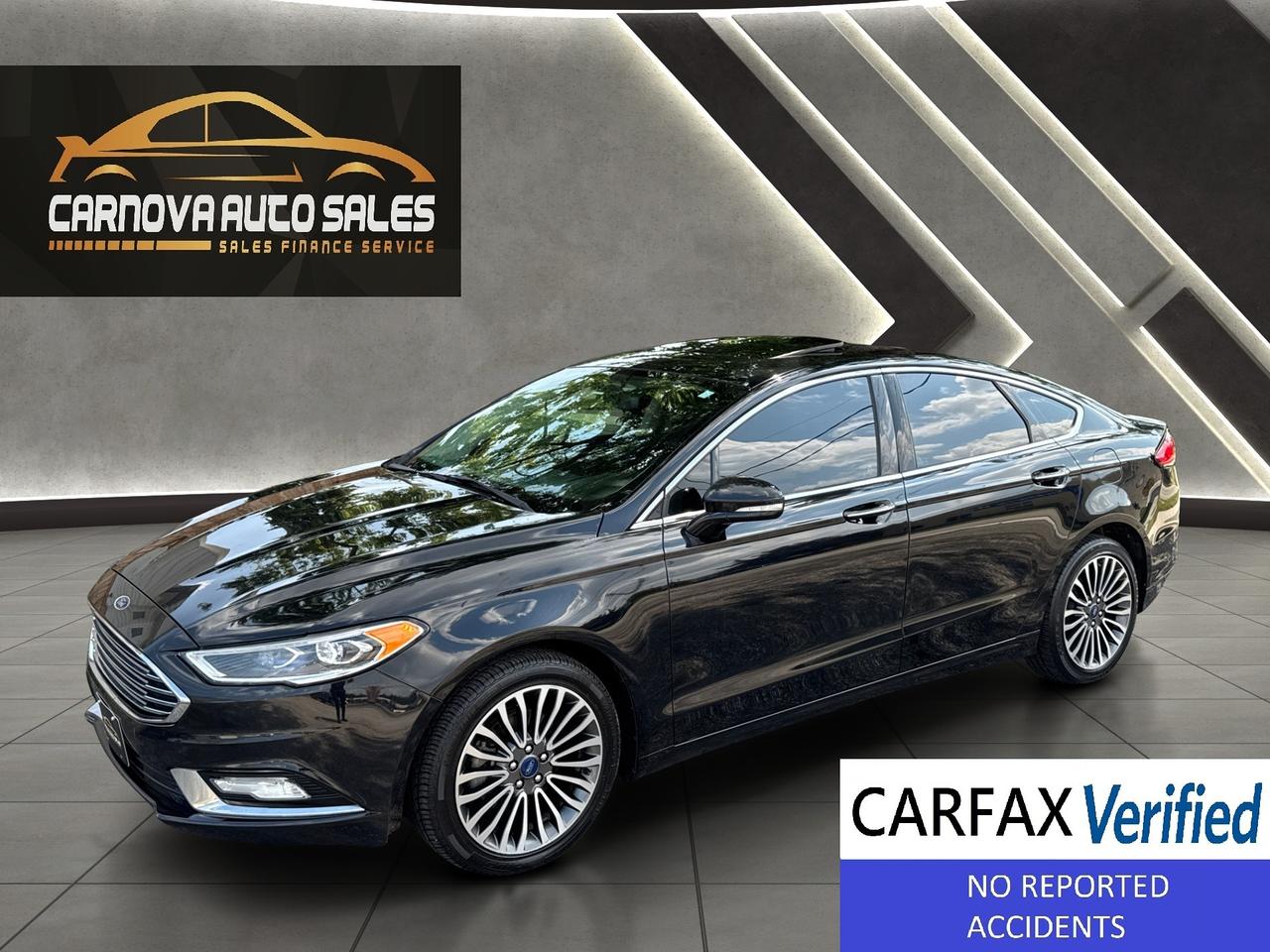 2017 Ford Fusion 2.0L SE AWD+CLEAN CARFAX+Leather+Roof+GPS+Camera Photo0