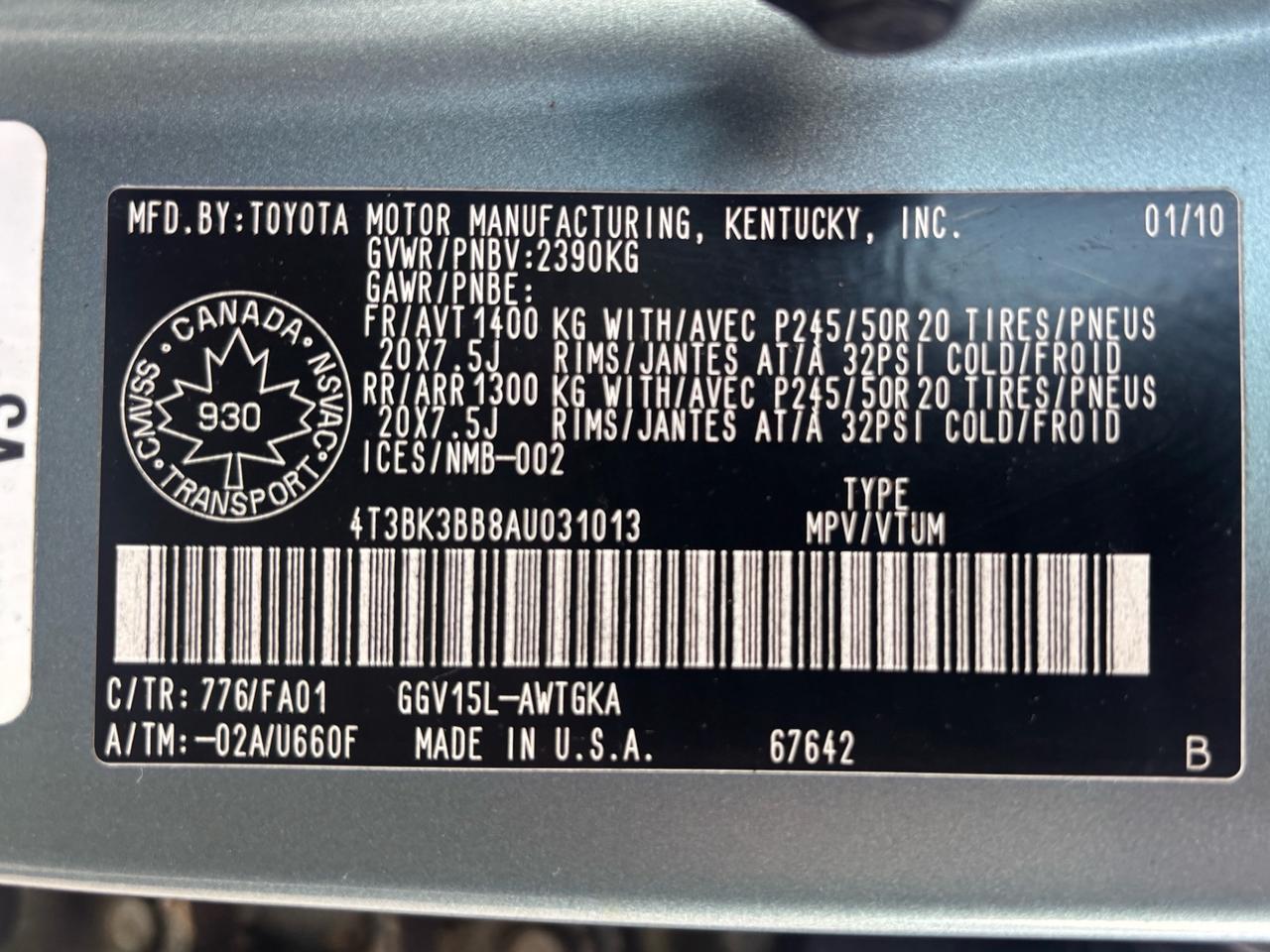 2010 Toyota Venza 4DR WGN V6 AWD Photo