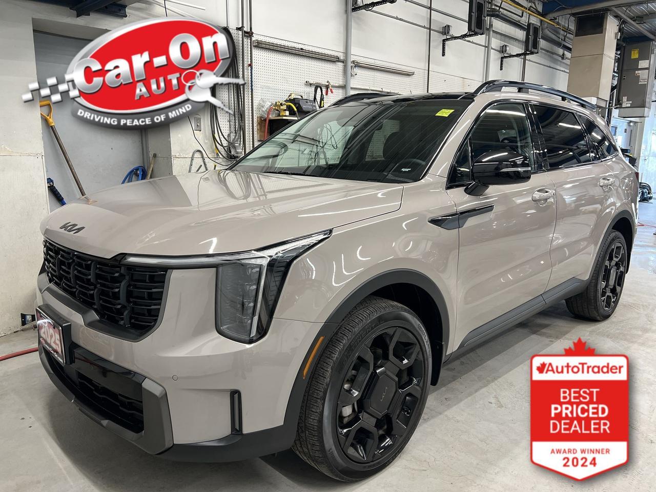 ONLY 13,000KMS!! X-LINE 6-Passenger All-Wheel Drive w/ Leather, panoramic sunroof, heated front & 2nd row captains chairs, heated steering, Android Auto/ Apple CarPlay, navigation, 20-inch black alloys, wireless charger, adaptive cruise control, blind spot monitor, rear cross-traffic alert, pre-collision system, lane departure warning, backup camera w/ front & rear park sensors, dual-zone climate control, paddle shifters, keyless entry w/ push start, power liftgate, full power group incl. power seat, automatic headlights, Bluetooth and more!!This vehicle just landed and is awaiting a full detail and photo shoot. Contact us and book your viewing today!
