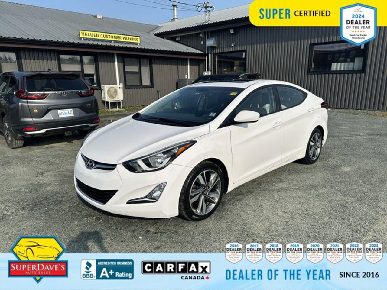 Looking for a compact sedan that blends everyday practicality with a little driving fun? This Super Certified 2015 Hyundai Elantra GLS at our location is an impressive find low mileage, thoughtfully equipped, and ready to serve as your reliable daily driver or weekend companion. Under the hood is a responsive 2.0L 4-cylinder matched to a 6-speed manual transmission that gives the car an engaging feel, while the fuel-friendly gasoline setup keeps things economical and simple.<br><p>THE SUPER DAVES ADVANTAGE</p> <p>BUY REMOTE - No need to visit the dealership. Through email, text, or a phone call, you can complete the purchase of your next vehicle all without leaving your house!</p> <p>DELIVERED TO YOUR DOOR - Your new car, delivered straight to your door! When buying your car with Super Daves, well arrange a fast and secure delivery. Just pick a time that works for you and well bring you your new wheels!</p> <p>PEACE OF MIND WARRANTY - Every vehicle we sell comes backed with a warranty so you can drive with confidence.</p> <p>EXTENDED COVERAGE - Get added protection on your new car and drive confidently with our selection of competitively priced extended warranties.</p> <p>WE ACCEPT TRADES - We&rsquo;ll accept your trade for top dollar! We&rsquo;ll assess your trade in with a few quick questions and offer a guaranteed value for your ride. We&rsquo;ll even come pick up your trade when we deliver your new car.</p> <p>SUPER CERTIFIED INSPECTION - Every vehicle undergoes an extensive 120 point inspection, that ensure you get a safe, high quality used vehicle every time.</p> <p>FREE CARFAX VEHICLE HISTORY REPORT - If youre buying used, its important to know your cars history. Thats why we provide a free vehicle history report that lists any accidents, prior defects, and other important information that may be useful to you in your decision.</p> <p>METICULOUSLY DETAILED &ndash; Buying used doesn&rsquo;t mean buying grubby. We want your car to shine and sparkle when it arrives to you. Our professional team of detailers will have your new-to-you ride looking new car fresh.</p> <p>(Please note that we make all attempt to verify equipment, trim levels, options, accessories, kilometers and price listed in our ads however we make no guarantees regarding the accuracy of these ads online. Features are populated by VIN decoder from manufacturers original specifications. Some equipment such as wheels and wheels sizes, along with other equipment or features may have changed or may not be present. We do not guarantee a vehicle manual, manuals can be typically found online in the rare event the vehicle does not have one. Please verify all listed information with our dealership in person before purchase. The sale price does not include any ongoing subscription based services such as Satellite Radio. Any software or hardware updates needed to run any of these systems would also be the responsibility of the client. All listed payments are OAC which means On Approved Credit and are estimated without taxes and fees as these may vary from deal to deal, taxes and fees are extra. As these payments are based off our lenders best offering they may be subject to change without notice. Please ensure this vehicle is ready to be viewed at the dealership by making an appointment with our sales staff. We cannot guarantee this vehicle will be on premises and ready for viewing unless and appointment has been made.)</p>