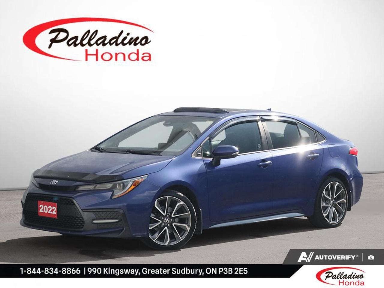 Discover dependable value in this used 2022 Toyota Corolla S/le at Palladino Honda in Greater Sudbury. Finished in Blue with an automatic transmission, this well-travelled sedan shows 147,500 km and continues to stand out for its proven durability, easy drivability, and practical design. CARFAX Canada reports no accident, adding welcome confidence for your next purchase.

The 2022 Toyota Corolla S/le is known for delivering a balanced ownership experience. It offers a comfortable ride, efficient performance, and a smart cabin layout that suits commuting, errands, and weekend travel. For drivers who want a compact sedan with a strong reputation for reliability and everyday usability, this Corolla remains a very appealing choice.

FEATURES OF THE Corolla S/le

»» Automatic transmission for simple daily driving
»» Blue exterior with clean sedan styling
»» Front-wheel drive for confident road manners
»» Proven compact design with practical efficiency

ADVANCED SAFETY FEATURES

»» Toyota Safety Sense 2.0 suite included
»» Pre-collision system with pedestrian detection
»» Lane departure alert with steering assist
»» Dynamic radar cruise control standard

PERFORMANCE AND EFFICIENCY

»» 1.8-litre four-cylinder engine on most models
»» Smooth automatic transmission for easy operation
»» Front-wheel drive supports predictable handling
»» Excellent fuel economy for daily commuting

COMFORT AND CONVENIENCE

»» Spacious cabin with practical control layout
»» Automatic climate control on well-equipped trims
»» Rear seat area suits daily passengers
»» Easy entry and exit for occupants

TECHNOLOGY AND CONNECTIVITY

»» Touchscreen infotainment with simple menu structure
»» Apple CarPlay compatibility on many models
»» Android Auto integration for smartphone access
»» Bluetooth connectivity for hands-free communication

CARGO SPACE

»» Trunk design supports everyday shopping needs
»» Rear seats expand carrying flexibility
»» Wide opening helps loading larger items
»» Cabin storage supports daily essentials

AWARDS & RECOGNITIONS

»» Top Safety Pick, Insurance Institute for Highway Safety, 2022
»» Best Compact Car, The Car Guide, 2022

WHAT OTHER OWNERS LIKE

»» Strong reputation for long-term dependability
»» Comfortable ride for city commuting
»» Excellent fuel economy in daily use
»» User-friendly controls and infotainment layout

This used 2022 Toyota Corolla S/le is a smart fit for drivers who want low-stress ownership and proven quality from a trusted compact sedan. Its automatic transmission helps make traffic and highway travel easier, while the Blue exterior gives it a fresh and confident look on the road.

At Palladino Honda in Greater Sudbury, this used 2022 Toyota Corolla S/le offers practical transportation backed by a no-accident CARFAX Canada report. It is a sensible choice for commuters, first-time buyers, and households needing an efficient second vehicle with a reputation built on real-world reliability.

This 2022 Toyota Corolla S/les VIN is: 5YFB4MBE4NP105067.

The advertised price is for financing only and applies exclusively to vehicles eligible for financing. Vehicles sold as-is are not eligible for financing and require full payment at purchase. All cash purchases of finance-eligible vehicles will be subject to an additional $2,501.00. This advertised price also does not include taxes and licensing fees. For as-is vehicles: the motor vehicle sold under this contract is being sold as-is and is not represented as being in road worthy condition, mechanically sound or maintained at any guaranteed level of quality.<p>Discover dependable value in this used 2022 Toyota Corolla S/le at Palladino Honda in Greater Sudbury. Finished in Blue with an automatic transmission</p>
<p> adding welcome confidence for your next purchase.

The 2022 Toyota Corolla S/le is known for delivering a balanced ownership experience. It offers a comfortable ride</p>
<p> and weekend travel. For drivers who want a compact sedan with a strong reputation for reliability and everyday usability</p>
<p> this Corolla remains a very appealing choice.

FEATURES OF THE Corolla S/le

»» Automatic transmission for simple daily driving
»» Blue exterior with clean sedan styling
»» Front-wheel drive for confident road manners
»» Proven compact design with practical efficiency

ADVANCED SAFETY FEATURES

»» Toyota Safety Sense 2.0 suite included
»» Pre-collision system with pedestrian detection
»» Lane departure alert with steering assist
»» Dynamic radar cruise control standard

PERFORMANCE AND EFFICIENCY

»» 1.8-litre four-cylinder engine on most models
»» Smooth automatic transmission for easy operation
»» Front-wheel drive supports predictable handling
»» Excellent fuel economy for daily commuting

COMFORT AND CONVENIENCE

»» Spacious cabin with practical control layout
»» Automatic climate control on well-equipped trims
»» Rear seat area suits daily passengers
»» Easy entry and exit for occupants

TECHNOLOGY AND CONNECTIVITY

»» Touchscreen infotainment with simple menu structure
»» Apple CarPlay compatibility on many models
»» Android Auto integration for smartphone access
»» Bluetooth connectivity for hands-free communication

CARGO SPACE

»» Trunk design supports everyday shopping needs
»» Rear seats expand carrying flexibility
»» Wide opening helps loading larger items
»» Cabin storage supports daily essentials

AWARDS & RECOGNITIONS

»» Top Safety Pick</p>
<p> 2022

WHAT OTHER OWNERS LIKE

»» Strong reputation for long-term dependability
»» Comfortable ride for city commuting
»» Excellent fuel economy in daily use
»» User-friendly controls and infotainment layout

This used 2022 Toyota Corolla S/le is a smart fit for drivers who want low-stress ownership and proven quality from a trusted compact sedan. Its automatic transmission helps make traffic and highway travel easier</p>
<p> while the Blue exterior gives it a fresh and confident look on the road.

At Palladino Honda in Greater Sudbury</p>
<p> this used 2022 Toyota Corolla S/le offers practical transportation backed by a no-accident CARFAX Canada report. It is a sensible choice for commuters</p>
<p> and households needing an efficient second vehicle with a reputation built on real-world reliability.

This 2022 Toyota Corolla S/les VIN is: 5YFB4MBE4NP105067.

The advertised price is for financing only and applies exclusively to vehicles eligible for financing. Vehicles sold as-is are not eligible for financing and require full payment at purchase. All cash purchases of finance-eligible vehicles will be subject to an additional $2</p>
<p>501.00. This advertised price also does not include taxes and licensing fees. For as-is vehicles: the motor vehicle sold under this contract is being sold as-is and is not represented as being in road worthy condition</p>