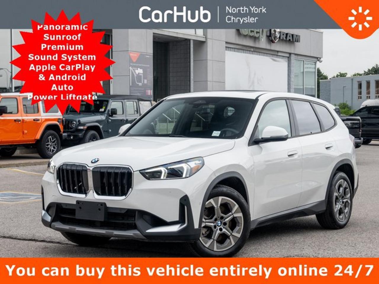 <p>Only 1,057 Miles! This BMW X1 delivers a Intercooled Turbo Premium Gasoline I-4 2.0 L/122 engine powering this Automatic transmission. Wireless Apple CarPlay, Wireless Android Auto, Window Grid Diversity Antenna.</p><p>This BMW X1 Features the Following Options<br data-end=264 data-start=261 />Panoramic sunroof, premium sound system, Apple CarPlay and Android Auto, navigation system, Bluetooth connectivity, satellite and HD radio, ConnectedDrive services, remote engine start, keyless entry and start, heated front seats, heated steering wheel, power-adjustable front seats with seat and mirror memory, multi-zone climate control, power liftgate, auto-dimming rearview mirror, power-folding heated mirrors with integrated turn signals, rear-view camera, blind-spot monitoring, rear cross-traffic alert, lane-departure warning, front collision mitigation, rear parking aid, rain-sensing wipers, automatic LED headlights, universal garage door opener, valet function, trip computer, trailer sway control and cargo shade.</p><p>Drive Happy with CarHub<br />*** All-inclusive, upfront prices -- no haggling, negotiations, pressure, or games *** Purchase or lease a vehicle and receive a $1000 CarHub Rewards card for service. *** Purchase this vehicle fully online on CarHub websites</p><p>Transparency Statement<br />USED VEHICLES: Online prices and payments are for finance purchases -- please note there is a $850 safety certification fee. if not Certified, then as per OMVIC Regulations the vehicle is deemed to be not drivable and Not Certified. Cash purchases for used vehicles have a $2,350 surcharge which includes the safety certification (the finance price + $2,350). NEW VEHICLES: New financed vehicles are subject to an $ 850 Processing Fee. New cars priced at over $100,000 including add-ons or accessories are subject to the additional federal luxury tax. While every effort is taken to avoid errors, technical or human error can occur, so please confirm vehicle features, options, materials, and other specs with your CarHub representative. This can easily be done by calling us or by visiting us at the dealership. CarHub used vehicles come standard with 1 key. If we receive more than one key from the previous owner, we include them with the vehicle. Additional keys may be purchased at the time of sale. Ask your Product Advisor for more details. Payments are only estimates derived from a standard term/rate on approved credit. Terms, rates and payments may vary. Prices, rates and payments are subject to change without notice. Please see our website for more details.</p><p> </p>