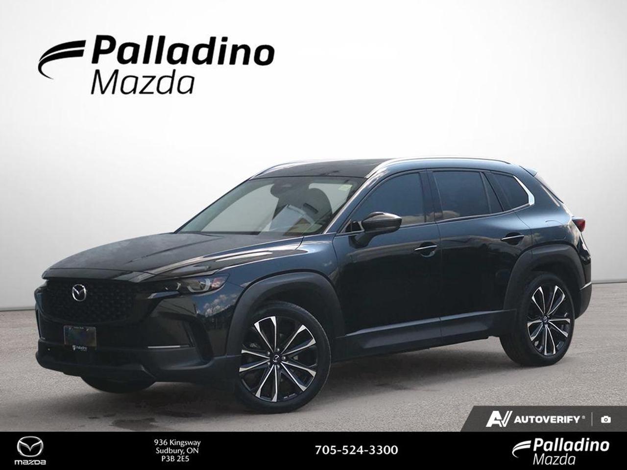 // ACCIDENT FREE!! //
// SINGLE OWNER! //

The 2025 Mazda CX-50 GT is a refined used SUV built for drivers who want confidence, comfort, and everyday versatility in Greater Sudbury. CARFAX Canada reports no accident and a single owner, which adds real peace of mind. With only 11,909 km, this black-on-black Mazda CX-50 GT offers a premium feel and strong value.

Its bold black exterior gives this SUV a clean, upscale look. Inside, the black cabin creates a modern and focused space for daily drives, weekend trips, and family use. The 2025 Mazda CX-50 GT also pairs its smart design with a 6-Speed SKYACTIV-AT Automatic transmission and all-wheel drive for composed travel in changing Northern Ontario conditions.

Power comes from a 2.5L SKYACTIV-G DOHC 16-Valve 4-Cylinder engine. This setup is well known for smooth response, steady power delivery, and easy day-to-day drivability. The 2025 Mazda CX-50 GT feels balanced on the road, with handling that inspires confidence in city traffic and on the highway.

FEATURES OF THE CX-50 GT
»» Premium design with confident road presence
»» Standard all-wheel drive for four-season traction
»» Smooth automatic shifting in daily driving
»» Low kilometres for a used SUV

ADVANCED SAFETY FEATURES
»» CARFAX Canada reports no accident history
»» All-wheel drive supports stable road grip
»» Strong body structure supports occupant protection
»» Clear driving position helps road awareness

PERFORMANCE AND EFFICIENCY
»» 2.5-litre four-cylinder engine feels responsive
»» 6-speed automatic delivers smooth gear changes
»» All-wheel drive adds year-round confidence
»» Balanced ride suits city and highway

COMFORT AND CONVENIENCE
»» Spacious cabin for everyday family travel
»» Four-door access makes entry very easy
»» Black interior offers a clean look
»» Practical layout keeps controls close

TECHNOLOGY AND CONNECTIVITY
»» Driver-focused cabin supports easy operation
»» Clear instrument layout aids quick checks
»» Automatic transmission simplifies daily commuting
»» Modern SUV design supports active lifestyles

CARGO SPACE
»» Rear cargo area supports daily errands
»» SUV shape allows flexible loading space
»» Practical storage suits weekend travel needs
»» Roomy design helps carry larger items

AWARDS & RECOGNITIONS
»» Top Safety Pick Plus, Insurance Institute for Highway Safety, 2024

WHAT OTHER OWNERS LIKE
»» Confident all-wheel drive in poor weather
»» Comfortable ride for long daily commutes
»» Useful cargo space for busy lifestyles
»» Sharp handling and easy maneuverability

For drivers shopping at Palladino Mazda in Greater Sudbury, this 2025 Mazda CX-50 GT stands out with low kilometres, a no-accident CARFAX Canada report, single-owner history, and the confident feel expected from a well-engineered Mazda SUV. It is a smart choice for drivers who want quality, utility, and comfort in one stylish package.

This 2025 Mazda CX-50 GTs VIN is: 7MMVABDM2SN330241.

The advertised price is for financing only and applies exclusively to vehicles eligible for financing. Vehicles sold as-is are not eligible for financing and require full payment at purchase. All cash purchases of finance-eligible vehicles will be subject to an additional $2,501.00. This advertised price also does not include taxes and licensing fees. For as-is vehicles: the motor vehicle sold under this contract is being sold as-is and is not represented as being in road worthy condition, mechanically sound or maintained at any guaranteed level of quality.<p>// ACCIDENT FREE!! //
// SINGLE OWNER! //

The 2025 Mazda CX-50 GT is a refined used SUV built for drivers who want confidence</p>
<p> this black-on-black Mazda CX-50 GT offers a premium feel and strong value.

Its bold black exterior gives this SUV a clean</p>
<p> and family use. The 2025 Mazda CX-50 GT also pairs its smart design with a 6-Speed SKYACTIV-AT Automatic transmission and all-wheel drive for composed travel in changing Northern Ontario conditions.

Power comes from a 2.5L SKYACTIV-G DOHC 16-Valve 4-Cylinder engine. This setup is well known for smooth response</p>
<p> with handling that inspires confidence in city traffic and on the highway.

FEATURES OF THE CX-50 GT
»» Premium design with confident road presence
»» Standard all-wheel drive for four-season traction
»» Smooth automatic shifting in daily driving
»» Low kilometres for a used SUV

ADVANCED SAFETY FEATURES
»» CARFAX Canada reports no accident history
»» All-wheel drive supports stable road grip
»» Strong body structure supports occupant protection
»» Clear driving position helps road awareness

PERFORMANCE AND EFFICIENCY
»» 2.5-litre four-cylinder engine feels responsive
»» 6-speed automatic delivers smooth gear changes
»» All-wheel drive adds year-round confidence
»» Balanced ride suits city and highway

COMFORT AND CONVENIENCE
»» Spacious cabin for everyday family travel
»» Four-door access makes entry very easy
»» Black interior offers a clean look
»» Practical layout keeps controls close

TECHNOLOGY AND CONNECTIVITY
»» Driver-focused cabin supports easy operation
»» Clear instrument layout aids quick checks
»» Automatic transmission simplifies daily commuting
»» Modern SUV design supports active lifestyles

CARGO SPACE
»» Rear cargo area supports daily errands
»» SUV shape allows flexible loading space
»» Practical storage suits weekend travel needs
»» Roomy design helps carry larger items

AWARDS & RECOGNITIONS
»» Top Safety Pick Plus</p>
<p> 2024

WHAT OTHER OWNERS LIKE
»» Confident all-wheel drive in poor weather
»» Comfortable ride for long daily commutes
»» Useful cargo space for busy lifestyles
»» Sharp handling and easy maneuverability

For drivers shopping at Palladino Mazda in Greater Sudbury</p>
<p> and the confident feel expected from a well-engineered Mazda SUV. It is a smart choice for drivers who want quality</p>
<p> and comfort in one stylish package.

This 2025 Mazda CX-50 GTs VIN is: 7MMVABDM2SN330241.

The advertised price is for financing only and applies exclusively to vehicles eligible for financing. Vehicles sold as-is are not eligible for financing and require full payment at purchase. All cash purchases of finance-eligible vehicles will be subject to an additional $2</p>
<p>501.00. This advertised price also does not include taxes and licensing fees. For as-is vehicles: the motor vehicle sold under this contract is being sold as-is and is not represented as being in road worthy condition</p>