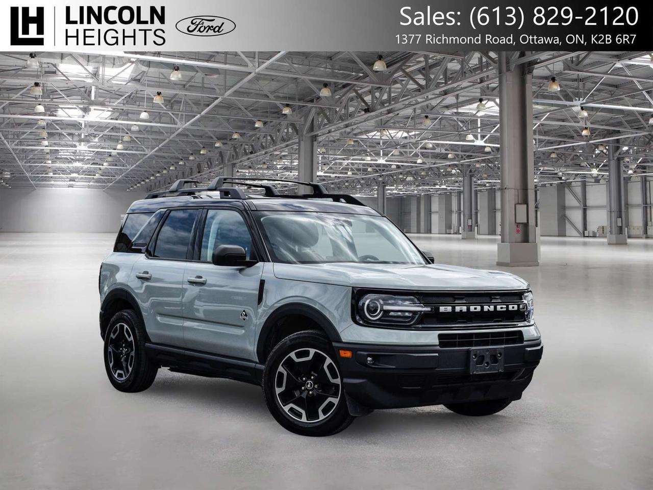 Contact us now: (613) 829-2120  Recent Arrival!      Odometer is 7906 kilometers below market average!    2022 Ford 4D Sport Utility Bronco Sport Cactus Gray      4WD 1.5L EcoBoost      A quality Lincoln Heights Ford Pre Owned Special!.    Here at Lincoln Heights we offer many options to help you find the vehicle that is right for you! Our New Vehicles come with a 3-year/60,000 km Major Component warranty and a 5-year/100,000 km Powertrain warranty. All of our Used Vehicles come with a Carfax Report and are delivered with a 3-month/5,000 km Major Component warranty or the remainder of the manufacture warranty, whichever is greater. Taxes and licensing extra, contact us at 613-829-2120 for more details!