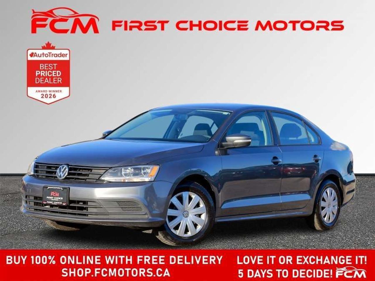 ** ** SPECIAL LIMITED TIME OFFER ** ** PURCHASE ANY VEHICLE THIS WEEK AND RECEIVE 4 BRAND-NEW ALL-SEASON TIRES AT NO ADDITIONAL COST!!! DONT MISS THIS EXCLUSIVE CHANCE TO UPGRADE YOUR RIDE AND STAY PREPARED FOR ANY WEATHER!!!       EXCITING NEWS FROM FIRST CHOICE MOTORS! Our brand-new online showroom is now open to the public, bringing the ultimate car shopping experience right to your fingertips! Enjoy a 100% online car shopping experience, with over 500 certified vehicles in stock, comprehensive protection plans, and thousands of new auto parts & accessories available! Plus, for a limited time, were offering FREE deliveries across Ontario on all vehicle purchases! Dont miss outvisit Shop.fcmotors.ca to find and upgrade your perfect vehicle today!      Welcome to First Choice Motors, the largest car dealership in Toronto of pre-owned cars, SUVs, and vans priced between $5000-$15,000. With an impressive inventory of over 300 vehicles in stock, we are dedicated to providing our customers with a vast selection of affordable and reliable options.       Were thrilled to offer a used 2016 Volkswagen Jetta TRENDLINE, grey color with 165,000km (STK#10193) This vehicle was $10990 NOW ON SALE FOR $9990. It is equipped with the following features:   - Automatic Transmission   - Heated seats   - Bluetooth   - Reverse camera   - Power windows   - Power locks   - Power mirrors   - Air Conditioning      At First Choice Motors, we believe in providing quality vehicles that our customers can depend on. All our vehicles come with a 36-day guarantee on all safety related items. We also offer additional warranty options up to 5 years for our customers who want extra peace of mind.      Furthermore, all our vehicles are sold fully certified with brand new brakes rotors and pads, a fresh oil change, and brand new set of all-season tires installed & balanced. You can be confident that this car is in excellent condition and ready to hit the road.      At First Choice Motors, we believe that everyone deserves a chance to own a reliable and affordable vehicle. Thats why we offer financing options with low interest rates starting at 7.9% O.A.C. Were proud to approve all customers, including those with bad credit, no credit, students, and even 9 socials. Our finance team is dedicated to finding the best financing option for you and making the car buying process as smooth and stress-free as possible.      Our dealership is open 7 days a week to provide you with the best customer service possible. We carry the largest selection of used vehicles for sale under $9990 in all of Ontario. We stock over 300 cars, mostly Hyundai, Chevrolet, Mazda, Honda, Volkswagen, Toyota, Ford, Dodge, Kia, Mitsubishi, Acura, Lexus, and more. With our ongoing sale, you can find your dream car at a price you can afford. Come visit us today and experience why we are the best choice for your next used car purchase!      All prices include $22.00 OMVIC Fee.  Excludes, license plates, ownership registration and ONTARIO HST (13%)   *No Credit Card payments can be accepted for Vehicle Purchases*    *No Credit Card payments can be accepted for Vehicle Purchases*
