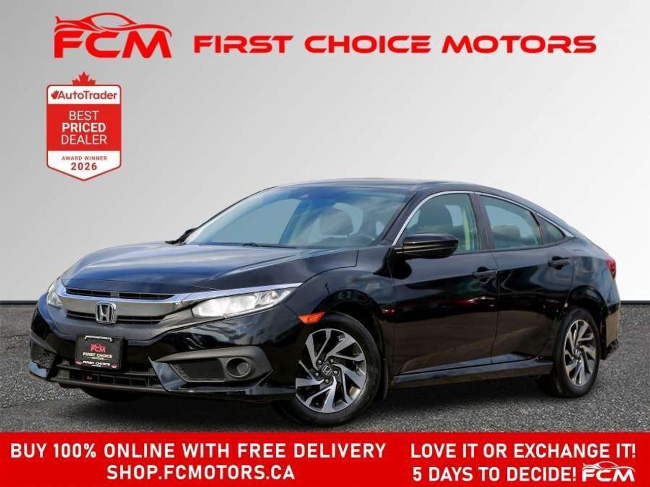 ** ** SPECIAL LIMITED TIME OFFER ** ** PURCHASE ANY VEHICLE THIS WEEK AND RECEIVE 4 BRAND-NEW ALL-SEASON TIRES AT NO ADDITIONAL COST!!! DONT MISS THIS EXCLUSIVE CHANCE TO UPGRADE YOUR RIDE AND STAY PREPARED FOR ANY WEATHER!!!       EXCITING NEWS FROM FIRST CHOICE MOTORS! Our brand-new online showroom is now open to the public, bringing the ultimate car shopping experience right to your fingertips! Enjoy a 100% online car shopping experience, with over 500 certified vehicles in stock, comprehensive protection plans, and thousands of new auto parts & accessories available! Plus, for a limited time, were offering FREE deliveries across Ontario on all vehicle purchases! Dont miss outvisit Shop.fcmotors.ca to find and upgrade your perfect vehicle today!      Welcome to First Choice Motors, the largest car dealership in Toronto of pre-owned cars, SUVs, and vans priced between $5000-$15,000. With an impressive inventory of over 300 vehicles in stock, we are dedicated to providing our customers with a vast selection of affordable and reliable options.       Were thrilled to offer a used 2018 Honda Civic SE, black color with 190,000km (STK#10192) This vehicle was $14990 NOW ON SALE FOR $13990. It is equipped with the following features:   - Automatic Transmission   - Heated seats   - Bluetooth   - Apple CarPlay   - Reverse camera   - Alloy wheels   - Power windows   - Power locks   - Power mirrors   - Air Conditioning      At First Choice Motors, we believe in providing quality vehicles that our customers can depend on. All our vehicles come with a 36-day guarantee on all safety related items. We also offer additional warranty options up to 5 years for our customers who want extra peace of mind.      Furthermore, all our vehicles are sold fully certified with brand new brakes rotors and pads, a fresh oil change, and brand new set of all-season tires installed & balanced. You can be confident that this car is in excellent condition and ready to hit the road.      At First Choice Motors, we believe that everyone deserves a chance to own a reliable and affordable vehicle. Thats why we offer financing options with low interest rates starting at 7.9% O.A.C. Were proud to approve all customers, including those with bad credit, no credit, students, and even 9 socials. Our finance team is dedicated to finding the best financing option for you and making the car buying process as smooth and stress-free as possible.      Our dealership is open 7 days a week to provide you with the best customer service possible. We carry the largest selection of used vehicles for sale under $9990 in all of Ontario. We stock over 300 cars, mostly Hyundai, Chevrolet, Mazda, Honda, Volkswagen, Toyota, Ford, Dodge, Kia, Mitsubishi, Acura, Lexus, and more. With our ongoing sale, you can find your dream car at a price you can afford. Come visit us today and experience why we are the best choice for your next used car purchase!      All prices include $22.00 OMVIC Fee.  Excludes, license plates, ownership registration and ONTARIO HST (13%)   *No Credit Card payments can be accepted for Vehicle Purchases*    *No Credit Card payments can be accepted for Vehicle Purchases*
