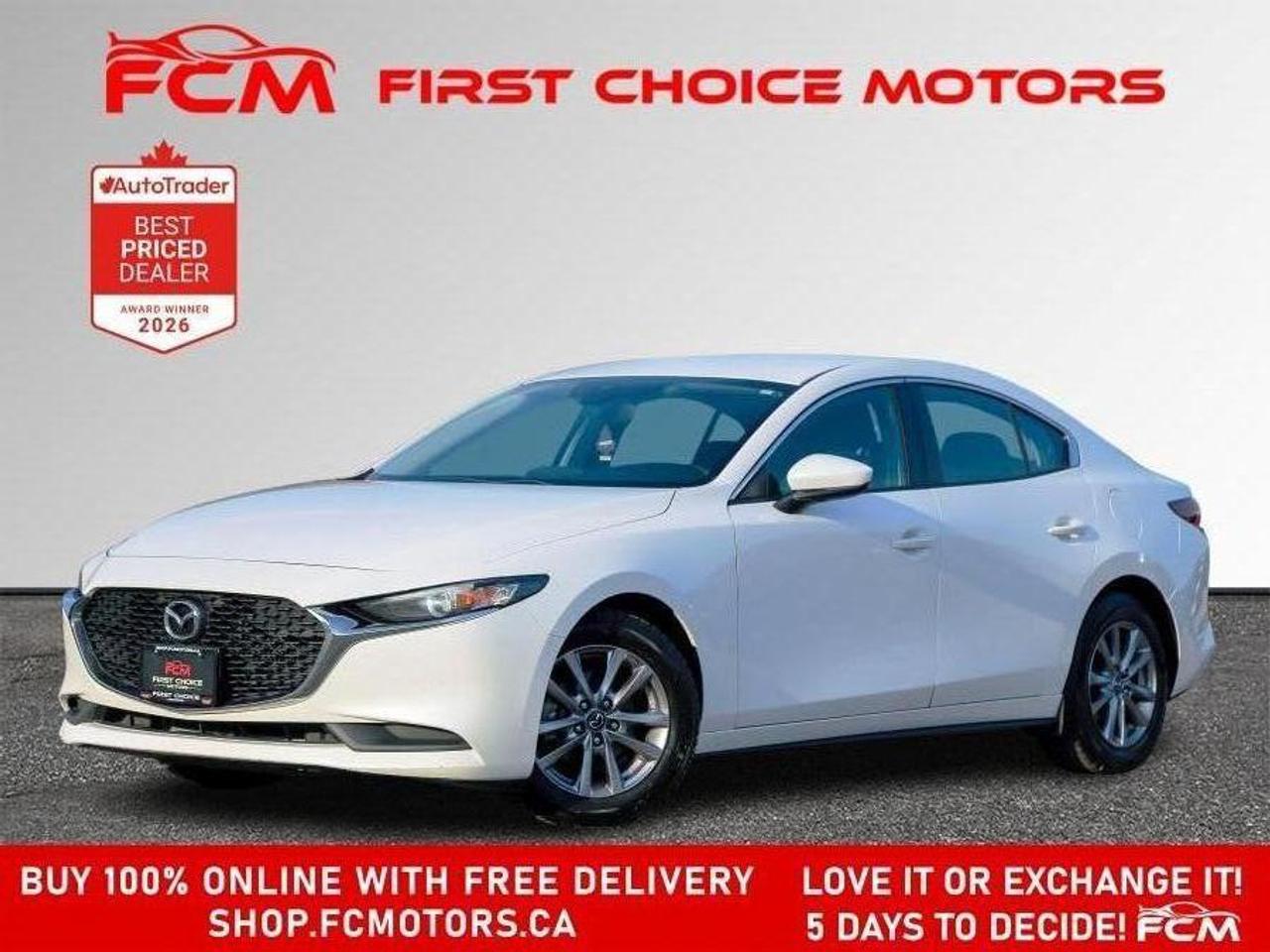 ** ** SPECIAL LIMITED TIME OFFER ** ** PURCHASE ANY VEHICLE THIS WEEK AND RECEIVE 4 BRAND-NEW ALL-SEASON TIRES AT NO ADDITIONAL COST!!! DONT MISS THIS EXCLUSIVE CHANCE TO UPGRADE YOUR RIDE AND STAY PREPARED FOR ANY WEATHER!!!       EXCITING NEWS FROM FIRST CHOICE MOTORS! Our brand-new online showroom is now open to the public, bringing the ultimate car shopping experience right to your fingertips! Enjoy a 100% online car shopping experience, with over 500 certified vehicles in stock, comprehensive protection plans, and thousands of new auto parts & accessories available! Plus, for a limited time, were offering FREE deliveries across Ontario on all vehicle purchases! Dont miss outvisit Shop.fcmotors.ca to find and upgrade your perfect vehicle today!      Welcome to First Choice Motors, the largest car dealership in Toronto of pre-owned cars, SUVs, and vans priced between $5000-$15,000. With an impressive inventory of over 300 vehicles in stock, we are dedicated to providing our customers with a vast selection of affordable and reliable options.       Were thrilled to offer a used 2019 Mazda MAZDA3 GX Skyactiv, white color with 206,000km (STK#10183) This vehicle was $12990 NOW ON SALE FOR $11990. It is equipped with the following features:   - Automatic Transmission   - Heated seats   - Bluetooth   - Apple CarPlay   - Reverse camera   - Alloy wheels   - Power windows   - Power locks   - Power mirrors   - Air Conditioning      At First Choice Motors, we believe in providing quality vehicles that our customers can depend on. All our vehicles come with a 36-day guarantee on all safety related items. We also offer additional warranty options up to 5 years for our customers who want extra peace of mind.      Furthermore, all our vehicles are sold fully certified with brand new brakes rotors and pads, a fresh oil change, and brand new set of all-season tires installed & balanced. You can be confident that this car is in excellent condition and ready to hit the road.      At First Choice Motors, we believe that everyone deserves a chance to own a reliable and affordable vehicle. Thats why we offer financing options with low interest rates starting at 7.9% O.A.C. Were proud to approve all customers, including those with bad credit, no credit, students, and even 9 socials. Our finance team is dedicated to finding the best financing option for you and making the car buying process as smooth and stress-free as possible.      Our dealership is open 7 days a week to provide you with the best customer service possible. We carry the largest selection of used vehicles for sale under $9990 in all of Ontario. We stock over 300 cars, mostly Hyundai, Chevrolet, Mazda, Honda, Volkswagen, Toyota, Ford, Dodge, Kia, Mitsubishi, Acura, Lexus, and more. With our ongoing sale, you can find your dream car at a price you can afford. Come visit us today and experience why we are the best choice for your next used car purchase!      All prices include $22.00 OMVIC Fee.  Excludes, license plates, ownership registration and ONTARIO HST (13%)   *No Credit Card payments can be accepted for Vehicle Purchases*    *No Credit Card payments can be accepted for Vehicle Purchases*