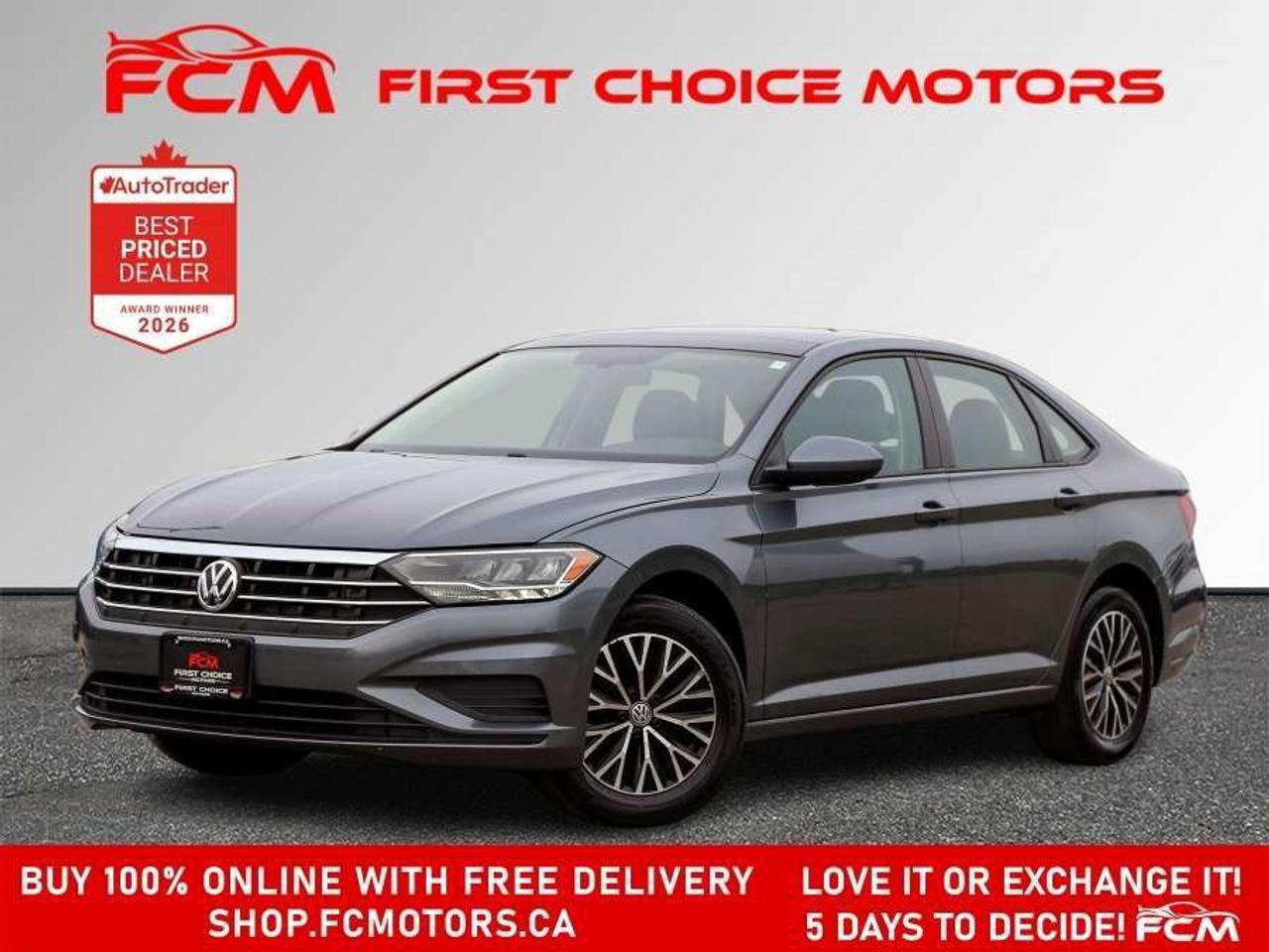 ** ** SPECIAL LIMITED TIME OFFER ** ** PURCHASE ANY VEHICLE THIS WEEK AND RECEIVE 4 BRAND-NEW ALL-SEASON TIRES AT NO ADDITIONAL COST!!! DONT MISS THIS EXCLUSIVE CHANCE TO UPGRADE YOUR RIDE AND STAY PREPARED FOR ANY WEATHER!!!       EXCITING NEWS FROM FIRST CHOICE MOTORS! Our brand-new online showroom is now open to the public, bringing the ultimate car shopping experience right to your fingertips! Enjoy a 100% online car shopping experience, with over 500 certified vehicles in stock, comprehensive protection plans, and thousands of new auto parts & accessories available! Plus, for a limited time, were offering FREE deliveries across Ontario on all vehicle purchases! Dont miss outvisit Shop.fcmotors.ca to find and upgrade your perfect vehicle today!      Welcome to First Choice Motors, the largest car dealership in Toronto of pre-owned cars, SUVs, and vans priced between $5000-$15,000. With an impressive inventory of over 300 vehicles in stock, we are dedicated to providing our customers with a vast selection of affordable and reliable options.       Were thrilled to offer a used 2020 Volkswagen Jetta HIGHLINE, grey color with 162,000km (STK#10170) This vehicle was $13990 NOW ON SALE FOR $12990. It is equipped with the following features:   - Automatic Transmission   - Leather Seats   - Sunroof   - Heated seats   - Bluetooth   - Apple CarPlay   - Reverse camera   - Alloy wheels   - Power windows   - Power locks   - Power mirrors   - Air Conditioning      At First Choice Motors, we believe in providing quality vehicles that our customers can depend on. All our vehicles come with a 36-day guarantee on all safety related items. We also offer additional warranty options up to 5 years for our customers who want extra peace of mind.      Furthermore, all our vehicles are sold fully certified with brand new brakes rotors and pads, a fresh oil change, and brand new set of all-season tires installed & balanced. You can be confident that this car is in excellent condition and ready to hit the road.      At First Choice Motors, we believe that everyone deserves a chance to own a reliable and affordable vehicle. Thats why we offer financing options with low interest rates starting at 7.9% O.A.C. Were proud to approve all customers, including those with bad credit, no credit, students, and even 9 socials. Our finance team is dedicated to finding the best financing option for you and making the car buying process as smooth and stress-free as possible.      Our dealership is open 7 days a week to provide you with the best customer service possible. We carry the largest selection of used vehicles for sale under $9990 in all of Ontario. We stock over 300 cars, mostly Hyundai, Chevrolet, Mazda, Honda, Volkswagen, Toyota, Ford, Dodge, Kia, Mitsubishi, Acura, Lexus, and more. With our ongoing sale, you can find your dream car at a price you can afford. Come visit us today and experience why we are the best choice for your next used car purchase!      All prices include $22.00 OMVIC Fee.  Excludes, license plates, ownership registration and ONTARIO HST (13%)   *No Credit Card payments can be accepted for Vehicle Purchases*    *No Credit Card payments can be accepted for Vehicle Purchases*