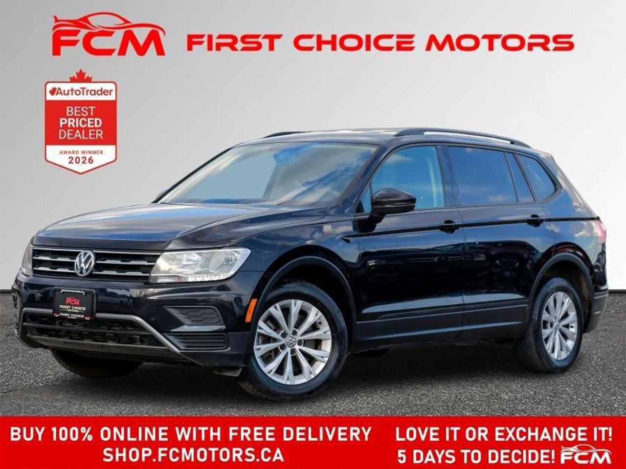 ** ** SPECIAL LIMITED TIME OFFER ** ** PURCHASE ANY VEHICLE THIS WEEK AND RECEIVE 4 BRAND-NEW ALL-SEASON TIRES AT NO ADDITIONAL COST!!! DONT MISS THIS EXCLUSIVE CHANCE TO UPGRADE YOUR RIDE AND STAY PREPARED FOR ANY WEATHER!!!       EXCITING NEWS FROM FIRST CHOICE MOTORS! Our brand-new online showroom is now open to the public, bringing the ultimate car shopping experience right to your fingertips! Enjoy a 100% online car shopping experience, with over 500 certified vehicles in stock, comprehensive protection plans, and thousands of new auto parts & accessories available! Plus, for a limited time, were offering FREE deliveries across Ontario on all vehicle purchases! Dont miss outvisit Shop.fcmotors.ca to find and upgrade your perfect vehicle today!      Welcome to First Choice Motors, the largest car dealership in Toronto of pre-owned cars, SUVs, and vans priced between $5000-$15,000. With an impressive inventory of over 300 vehicles in stock, we are dedicated to providing our customers with a vast selection of affordable and reliable options.       Were thrilled to offer a used 2019 Volkswagen Tiguan TRENDLINE, black color with 231,000km (STK#10180) This vehicle was $11990 NOW ON SALE FOR $10990. It is equipped with the following features:   - Automatic Transmission   - Heated seats   - All wheel drive   - Bluetooth   - Reverse camera   - Alloy wheels   - Power windows   - Power locks   - Power mirrors   - Air Conditioning      At First Choice Motors, we believe in providing quality vehicles that our customers can depend on. All our vehicles come with a 36-day guarantee on all safety related items. We also offer additional warranty options up to 5 years for our customers who want extra peace of mind.      Furthermore, all our vehicles are sold fully certified with brand new brakes rotors and pads, a fresh oil change, and brand new set of all-season tires installed & balanced. You can be confident that this car is in excellent condition and ready to hit the road.      At First Choice Motors, we believe that everyone deserves a chance to own a reliable and affordable vehicle. Thats why we offer financing options with low interest rates starting at 7.9% O.A.C. Were proud to approve all customers, including those with bad credit, no credit, students, and even 9 socials. Our finance team is dedicated to finding the best financing option for you and making the car buying process as smooth and stress-free as possible.      Our dealership is open 7 days a week to provide you with the best customer service possible. We carry the largest selection of used vehicles for sale under $9990 in all of Ontario. We stock over 300 cars, mostly Hyundai, Chevrolet, Mazda, Honda, Volkswagen, Toyota, Ford, Dodge, Kia, Mitsubishi, Acura, Lexus, and more. With our ongoing sale, you can find your dream car at a price you can afford. Come visit us today and experience why we are the best choice for your next used car purchase!      All prices include $22.00 OMVIC Fee.  Excludes, license plates, ownership registration and ONTARIO HST (13%)   *No Credit Card payments can be accepted for Vehicle Purchases*    *No Credit Card payments can be accepted for Vehicle Purchases*