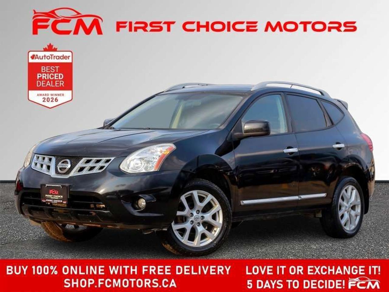 ** ** SPECIAL LIMITED TIME OFFER ** ** PURCHASE ANY VEHICLE THIS WEEK AND RECEIVE 4 BRAND-NEW ALL-SEASON TIRES AT NO ADDITIONAL COST!!! DONT MISS THIS EXCLUSIVE CHANCE TO UPGRADE YOUR RIDE AND STAY PREPARED FOR ANY WEATHER!!!       EXCITING NEWS FROM FIRST CHOICE MOTORS! Our brand-new online showroom is now open to the public, bringing the ultimate car shopping experience right to your fingertips! Enjoy a 100% online car shopping experience, with over 500 certified vehicles in stock, comprehensive protection plans, and thousands of new auto parts & accessories available! Plus, for a limited time, were offering FREE deliveries across Ontario on all vehicle purchases! Dont miss outvisit Shop.fcmotors.ca to find and upgrade your perfect vehicle today!      Welcome to First Choice Motors, the largest car dealership in Toronto of pre-owned cars, SUVs, and vans priced between $5000-$15,000. With an impressive inventory of over 300 vehicles in stock, we are dedicated to providing our customers with a vast selection of affordable and reliable options.       Were thrilled to offer a used 2013 Nissan Rogue SV, black color with 177,000km (STK#10145) This vehicle was $7490 NOW ON SALE FOR $6990. It is equipped with the following features:   - Automatic Transmission   - Sunroof   - Heated seats   - Reverse camera   - Alloy wheels   - Power windows   - Power locks   - Power mirrors   - Air Conditioning      At First Choice Motors, we believe in providing quality vehicles that our customers can depend on. All our vehicles come with a 36-day guarantee on all safety related items. We also offer additional warranty options up to 5 years for our customers who want extra peace of mind.      Furthermore, all our vehicles are sold fully certified with brand new brakes rotors and pads, a fresh oil change, and brand new set of all-season tires installed & balanced. You can be confident that this car is in excellent condition and ready to hit the road.      At First Choice Motors, we believe that everyone deserves a chance to own a reliable and affordable vehicle. Thats why we offer financing options with low interest rates starting at 7.9% O.A.C. Were proud to approve all customers, including those with bad credit, no credit, students, and even 9 socials. Our finance team is dedicated to finding the best financing option for you and making the car buying process as smooth and stress-free as possible.      Our dealership is open 7 days a week to provide you with the best customer service possible. We carry the largest selection of used vehicles for sale under $9990 in all of Ontario. We stock over 300 cars, mostly Hyundai, Chevrolet, Mazda, Honda, Volkswagen, Toyota, Ford, Dodge, Kia, Mitsubishi, Acura, Lexus, and more. With our ongoing sale, you can find your dream car at a price you can afford. Come visit us today and experience why we are the best choice for your next used car purchase!      All prices include $22.00 OMVIC Fee.  Excludes, license plates, ownership registration and ONTARIO HST (13%)   *No Credit Card payments can be accepted for Vehicle Purchases*    *No Credit Card payments can be accepted for Vehicle Purchases*