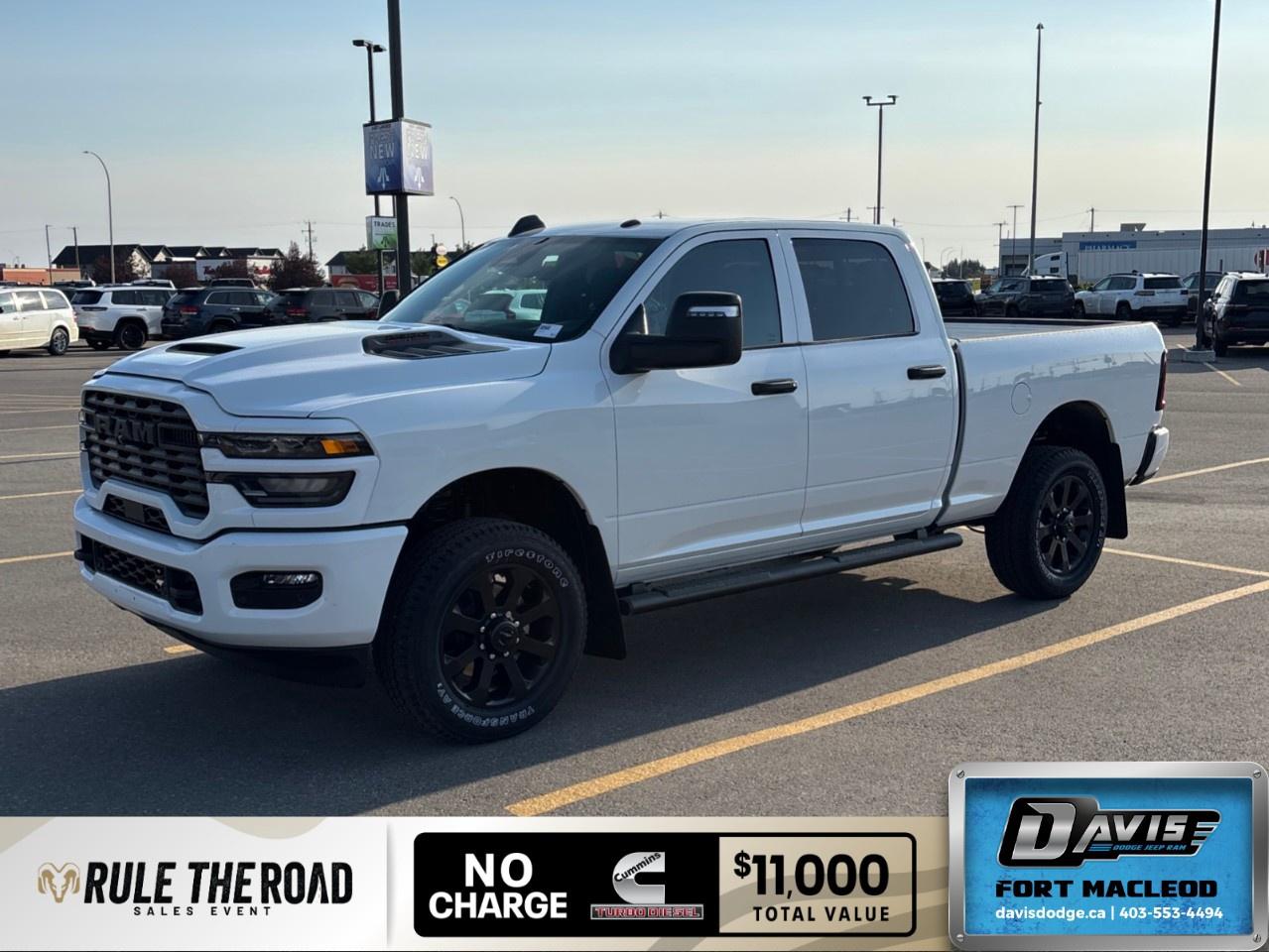 <p>Experience the 2026 Ram 2500 Black Express with a stunning white finish and robust 4x4 drivetrain, promising commanding handling in every terrain.</p><p><strong>Interior Features</strong>:</p><ul><li>Luxurious black interior offering comfort and style.</li><li>Equipped with air conditioning to keep you cool on all your adventures.</li><li>Smart device integration available for seamless connectivity.</li><li>Convenience of power windows and an intuitive keyless entry system.</li></ul><p><strong>Exterior Features</strong>:</p><ul><li>Stylish alloy wheels enhance the rugged stance of this truck.</li><li>Built with durable running boards for easy access.</li><li>Sleek design complemented by a functional 6'4" box ideal for all your cargo needs.</li></ul><p><strong>Technology & Safety Features</strong>:</p><ul><li>Advanced technology like the backup camera ensures safe maneuvering.</li><li>Stay connected with integrated Bluetooth and a wi-fi hotspot.</li><li>Safety features include brake assist, adaptive cruise control, and a comprehensive satellite radio system.</li><li>The ENGINE: 6.4L V8 HEMI provides unparalleled power and performance.</li></ul><p>This truck is perfect for drivers who demand both performance and luxury. To learn more and schedule a test drive, contact Davis Dodge Fort Macleod today!</p>