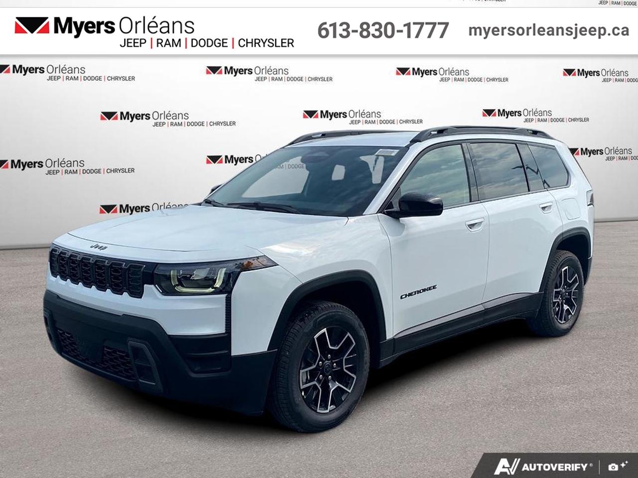 <b>Heated Seats,  Adaptive Cruise Control,  Lane Keep Assist,  Collision Mitigation!</b><br> <br> A suite of intelligent safety and driver-assistance features keeps you secure and in control wherever you go.<br> <br>The 2026 Jeep Cherokee delivers the perfect mix of sophistication and strength, making it ideal for both adventure seekers and everyday drivers. Inside, youll find a well-appointed cabin packed with smart technology and comfortable finishes designed to elevate every drive. With dependable off-road capability, advanced safety systems, and a distinctive design, the Cherokee stands out as a versatile SUV ready for any road ahead.<br> <br>This Bright White SUV has an Automatic transmission and is powered by a 210HP 1.6L 4 Cylinder Engine. <br> <br> Our Cherokees trim level is 4x4. Bold design and practical versatility come together with black accents, LED headlights, cornering lights, and deep-tinted glass that give this SUV a confident and modern edge. Inside, the thoughtfully designed cabin features heated front seats, a leatherette steering wheel, dual-zone automatic climate control, and soft-touch materials for everyday comfort. The intuitive infotainment system includes a 12.3-inch touchscreen with Uconnect 5, seamless smartphone integration, adaptive cruise control, and a Wi-Fi hotspot to keep every journey connected. Advanced safety technologies like Active Driving Assist, Blind Spot Detection, Full-Speed Forward Collision Warning Plus, and ParkView Rear Back-Up Camera provide reassurance and control in every driving condition. This vehicle has been upgraded with the following features: Heated Seats, Adaptive Cruise Control, Lane Keep Assist, Collision Mitigation.<br><br> View the original window sticker for this vehicle with this url <b><a href=http://www.chrysler.com/hostd/windowsticker/getWindowStickerPdf.do?vin=3C4PJMA2XTT204556 target=_blank>http://www.chrysler.com/hostd/windowsticker/getWindowStickerPdf.do?vin=3C4PJMA2XTT204556</a></b>.<br> <br>To apply right now for financing use this link: <a href=https://www.myersorleansjeep.ca/apply-for-financing/ target=_blank>https://www.myersorleansjeep.ca/apply-for-financing/</a><br> <br/>Total rebate of $1850 is reflected in the price. Includes $1,850 Bonus Cash, applied after tax. 5.29% financing for 96 months. <br> Buy this vehicle now for the lowest weekly payment of <b>$124.14</b> with $0 down for 96 months @ 5.29% APR O.A.C. ( Plus applicable taxes - **Rebates may not be applicable on all purchase types [cash, lease, or finance]. Eligibility and conditions may vary. Please see dealer for full details and confirmation of eligibility. / Total Obligation of $51644 ). Incentives expire 2026-08-31. See dealer for details. <br><br>The road to new driving experiences begins in our inventory, where youll find an incredible array of brand-new cars, trucks, minivans, and SUVs, including two of our bestselling models, the Dodge Ram 1500 and the Dodge Grand Caravan. If you want to know what the cutting edge of automotive technology looks like, all you have to do is visit Myers Orleans Jeep! Each model comes loaded with the convenient features and cool technology that help make every trip memorable. Looking for additional everyday luxury at a price thats incredibly wallet-friendly? Choose from our selection of quality pre-owned models! If you can think of a road, our friendly and knowledgeable sales team will help you find the perfect vehicle to drive it.<br><br>We may be a well-established dealership thats been part of the community for many years, but that doesnt mean were stuck in the past! At Myers Orleans Jeep, were proud to provide a fresh, modern approach to car buying. Using our array of online tools, you can browse our extensive inventory, schedule a service appointment, order parts, and even apply for credit from wherever youve got a connection. Our goal is to create relationships that will last, and we know that the best way to do this is by providing a dealership experience thats based on honesty, transparency, trust, and a commitment to customers. Stop by today and discover all the ways we go above and beyond for you.<br><br> Come by and check out our fleet of 30+ used cars and trucks and 70+ new cars and trucks for sale in Orleans.  o~o