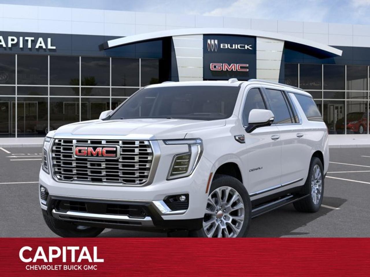 This GMC Yukon XL delivers a Gas V8 6.2L/ engine powering this Automatic transmission. TRANSMISSION, 10-SPEED AUTOMATIC electronically controlled with overdrive, includes Traction Select System including tow/haul (STD), LPO, WHEEL LOCKS, SET OF 4 (dealer-installed), LPO, PREMIUM FLOOR LINERS, 1ST AND 2ND ROWS WITH BRAND BADGING (dealer-installed).* This GMC Yukon XL Features the Following Options *LPO, FLOOR LINER PACKAGE (dealer-installed) (Includes (AAK) 1st and 2nd row premium floor liners, LPO, (RIB) 3rd row all-weather floor liners, LPO and (CAV) all-weather cargo mat, LPO.), DENALI RESERVE PACKAGE includes (CWN) Advanced Technology Package content, (ZM1) Enhanced Trailering Technology Package content, (C3U) Panoramic power sunroof, (B3L) power-retractable assist steps with perimeter lighting, (SMI) 22 6-spoke Chrome wheels and (SFE) wheel locks, LPO , LPO, ALL-WEATHER FLOOR LINERS, 3RD ROW (dealer-installed), LPO, ALL-WEATHER CARGO MAT (dealer-installed), GLACIER WHITE TRICOAT, ENGINE, 6.2L ECOTEC3 V8 with Dynamic Fuel Management, Direct Injection and Variable Valve Timing, includes aluminum block construction (420 hp [313 kW] @ 5600 rpm, 460 lb-ft of torque [624 Nm] @ 4100 rpm) (STD), ENGINE BLOCK HEATER, DENALI PREFERRED EQUIPMENT GROUP Includes Standard Equipment, 3 YEARS SIRIUSXM SiriusXM Extended Service subscription will stop at the end of the applicable subscription period unless you decide to continue service. Plan is non-transferable and non-refundable. Service subject to the SiriusXM Customer Agreement and Privacy Policy, visit siriusxm.ca/terms to see complete terms and how to cancel which includes online methods or calling 1-888-539-7474. Some services, content and features are subject to device capabilities, an active data connection enabled in the vehicle and location availability. All fees, content and features are subject to change. Content varies by subscription plan. SiriusXM and related logos are trademarks of Sirius XM Radio Inc. and its respective subsidiaries.), Wireless Phone Charging, for portable devices.* Stop By Today *Stop by Capital Chevrolet Buick GMC Inc. located at 13103 Lake Fraser Drive SE, Calgary, AB T2J 3H5 for a quick visit and a great vehicle!