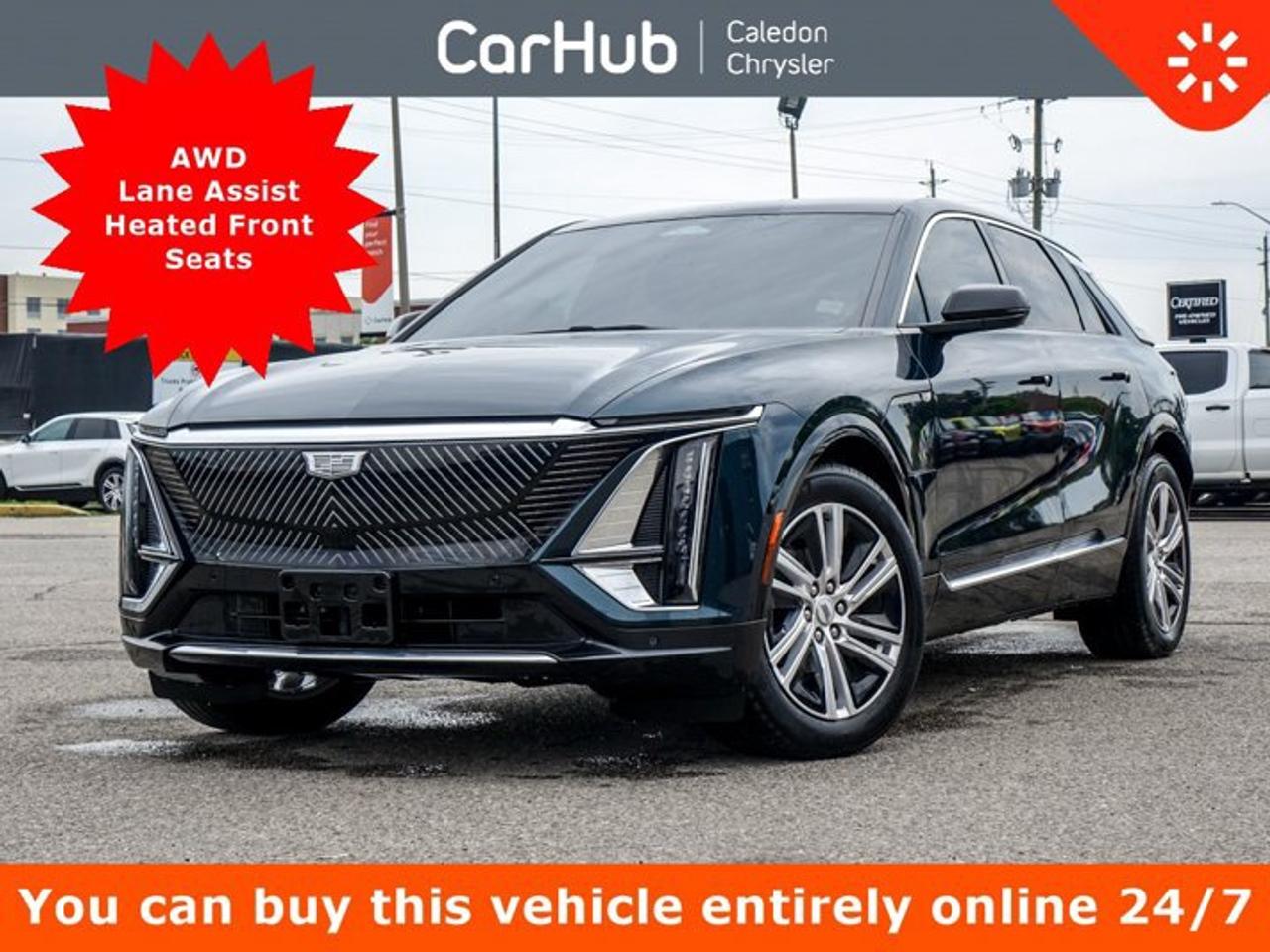 Great PriceNo Accidents,Certified Pre-Owned,<p>This Cadillac LYRIQ AWD 600E4has a strong Electric engine powering this Automatic transmission. Wireless Phone Charging , Wireless Apple CarPlay/Wireless Android Auto, Windshield, heated glass, in wiper park position, Windshield, acoustic laminated, Windows, power with Express-Up/Down on all.</p><p> </p><p>This vehicle is in excellent condition and has passed a multi point inspection. Vehicle detailed.</p><p> </p><p>Helping the Environment With This Cadillac LYRIQ AWD 600E4Doesnt Mean Giving Up The Latest Options</p><p>HD Rear Vision Camera</p><p>5G Wi-Fi Hotspot capable</p><p>Blind Zone Steering Assist</p><p>Climate control, dual-zone automatic</p><p>Google Automotive Services capable</p><p>Seats, heated driver and front passenger</p><p>33 diagonal advanced colour LED display.</p><p>Lane Keep Assist with Lane Departure Warning</p><p>Front Pedestrian Braking with Bicyclist Detection</p><p>Apple CarPlay/Wireless Android Auto for compatible phones</p><p>Wi-Fi Hotspot capable (Terms and limitations apply. See onstar.ca or dealer for details.), Wheels, 20 Split 6-Spoke alloy with Bright Silver finish and Gloss Black aero inserts, Wheel, spare, none, Warning tones, seat belt, rear passengers, Visors, driver and front passenger illuminated vanity mirrors, USB ports, type-C, (3) full-function front row, USB ports, type-C, (2) charge-only, rear, Universal Home Remote, includes garage door opener, programmable, Transmission, none, Traction control.</p><p> </p><p>Drive Happy with CarHub<br />*** All-inclusive, upfront prices -- no haggling, negotiations, pressure, or games</p><p>*** Purchase or lease a vehicle and receive a $1000 CarHub Rewards card for service</p><p>*** Purchase this vehicle fully online on CarHub websites</p><p> </p><p>Transparency Statement<br />USED VEHICLES: Online prices and payments are for finance purchases -- please note there is a $850 safety certification fee. if not Certified, then as per OMVIC Regulations the vehicle is deemed to be not drivable and Not Certified. Cash purchases for used vehicles have a $2,350 surcharge which includes the safety certification (the finance price + $2,350). NEW VEHICLES: New financed vehicles are subject to an $ 850 Processing Fee. New cars priced at over $100,000 including add-ons or accessories are subject to the additional federal luxury tax. While every effort is taken to avoid errors, technical or human error can occur, so please confirm vehicle features, options, materials, and other specs with your CarHub representative. This can easily be done by calling us or by visiting us at the dealership. CarHub used vehicles come standard with 1 key. If we receive more than one key from the previous owner, we include them with the vehicle. Additional keys may be purchased at the time of sale. Ask your Product Advisor for more details. Payments are only estimates derived from a standard term/rate on approved credit. Terms, rates and payments may vary. Prices, rates and payments are subject to change without notice. Please see our website for more details.</p>
