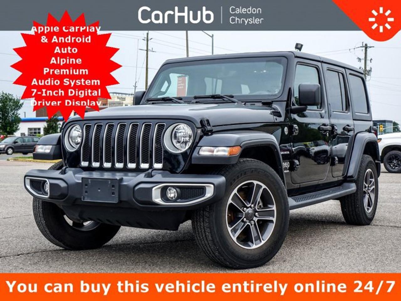 Great PriceOne OwnerNo Accidents,Certified Pre-Owned,<p>This Jeep Wrangler Sahara 4 Door 4x4 has a dependable Intercooled Turbo Premium Unleaded I-4 2.0 L/122 engine powering this Automatic transmission. 18Machined with grey Spokes</p><p> </p><p>This vehicle is in excellent condition and has passed a multi point inspection. Vehicle detailed.</p><p> </p><p> </p><p>This Jeep Wrangler Sahara 4 Door 4x4 Comes Equipped with These Options <br />Side Steps</p><p>Black 3 Piece Hard top</p><p>ParkView Backup Camera</p><p>Wireless Phone Connectivity</p><p>Mobile Hotspot Internet Access</p><p>Integrated Navigation System w/Voice Activation</p><p>AM/FM/HD/Satellite w/Seek-Scan, Clock, Speed Compensated Volume Control, Aux Audio Input Jack, Steering Wheel Controls, Voice Activation, Radio Data System and Uconnect External Memory Control, Wireless Phone Connectivity, Voice Activated Dual Zone Front Automatic Air Conditioning, Variable Intermittent Wipers, Urethane Gear Shifter Material, Trip Computer, Transmission w/Sequential Shift Control w/Steering Wheel Controls, Towing Equipment -inc: Trailer Sway Control, , Tire Specific Low Tire Pressure Warning, Tailgate/Rear Door Lock Included w/Power Door Locks, Swing-Out Rear Cargo Access, Streaming Audio.</p><p> </p><p>This vehicle does not include a soft top.</p><p> </p><p> </p><p>Drive Happy with CarHub<br />*** All-inclusive, upfront prices -- no haggling, negotiations, pressure, or games</p><p>*** Purchase or lease a vehicle and receive a $1000 CarHub Rewards card for service</p><p>*** Purchase this vehicle fully online on CarHub websites</p><p> </p><p>Transparency Statement<br />USED VEHICLES: Online prices and payments are for finance purchases -- please note there is a $850 safety certification fee. if not Certified, then as per OMVIC Regulations the vehicle is deemed to be not drivable and Not Certified. Cash purchases for used vehicles have a $2,350 surcharge which includes the safety certification (the finance price + $2,350). NEW VEHICLES: New financed vehicles are subject to an $ 850 Processing Fee. New cars priced at over $100,000 including add-ons or accessories are subject to the additional federal luxury tax. While every effort is taken to avoid errors, technical or human error can occur, so please confirm vehicle features, options, materials, and other specs with your CarHub representative. This can easily be done by calling us or by visiting us at the dealership. CarHub used vehicles come standard with 1 key. If we receive more than one key from the previous owner, we include them with the vehicle. Additional keys may be purchased at the time of sale. Ask your Product Advisor for more details. Payments are only estimates derived from a standard term/rate on approved credit. Terms, rates and payments may vary. Prices, rates and payments are subject to change without notice. Please see our website for more details.</p>
