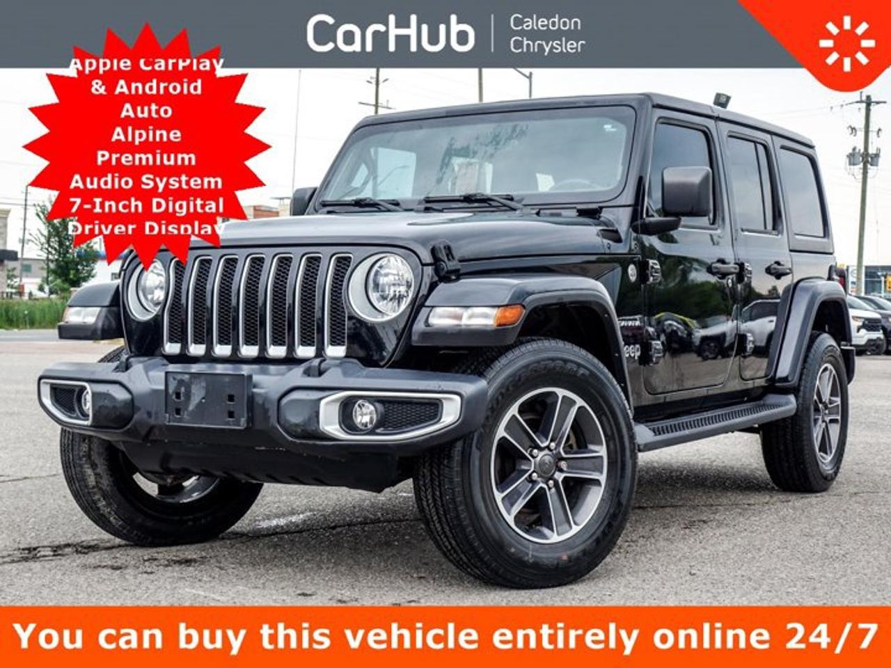 <p>Great Price<br />One Owner<br />Certified Pre-Owned,</p><p>This Jeep Wrangler Sahara 4 Door 4x4 has a strong Intercooled Turbo Premium Unleaded I-4 2.0 L/122 engine powering this Automatic transmission.18Machined with grey Spokes</p><p> </p><p>This vehicle is in excellent condition and has passed a multi point inspection. Vehicle detailed.</p><p> </p><p>This Jeep Wrangler Sahara 4 Door 4x4 Comes Equipped with These Options </p><p>Side Steps</p><p>Black 3 Piece Hard top</p><p>ParkView Backup Camera</p><p>Wireless Phone Connectivity</p><p>Mobile Hotspot Internet Access</p><p>Integrated Navigation System w/Voice Activation</p><p>AM/FM/HD/Satellite w/Seek-Scan, Clock, Speed Compensated Volume Control, Aux Audio Input Jack, Steering Wheel Controls, Voice Activation, Radio Data System and Uconnect External Memory Control, Wireless Phone Connectivity, Voice Activated Dual Zone Front Automatic Air Conditioning, Variable Intermittent Wipers, Urethane Gear Shifter Material, Trip Computer, Transmission w/Sequential Shift Control w/Steering Wheel Controls, Towing Equipment -inc: Trailer Sway Control, , Tire Specific Low Tire Pressure Warning, Tailgate/Rear Door Lock Included w/Power Door Locks, Swing-Out Rear Cargo Access, Streaming Audio.</p><p> </p><p>This vehicle does not include a soft top</p><p> </p><p>Drive Happy with CarHub<br />*** All-inclusive, upfront prices -- no haggling, negotiations, pressure, or games</p><p>*** Purchase or lease a vehicle and receive a $1000 CarHub Rewards card for service</p><p>*** Purchase this vehicle fully online on CarHub websites</p><p> </p><p>Transparency Statement<br />USED VEHICLES: Online prices and payments are for finance purchases -- please note there is a $850 safety certification fee. if not Certified, then as per OMVIC Regulations the vehicle is deemed to be not drivable and Not Certified. Cash purchases for used vehicles have a $2,350 surcharge which includes the safety certification (the finance price + $2,350). NEW VEHICLES: New financed vehicles are subject to an $ 850 Processing Fee. New cars priced at over $100,000 including add-ons or accessories are subject to the additional federal luxury tax. While every effort is taken to avoid errors, technical or human error can occur, so please confirm vehicle features, options, materials, and other specs with your CarHub representative. This can easily be done by calling us or by visiting us at the dealership. CarHub used vehicles come standard with 1 key. If we receive more than one key from the previous owner, we include them with the vehicle. Additional keys may be purchased at the time of sale. Ask your Product Advisor for more details. Payments are only estimates derived from a standard term/rate on approved credit. Terms, rates and payments may vary. Prices, rates and payments are subject to change without notice. Please see our website for more details.</p>