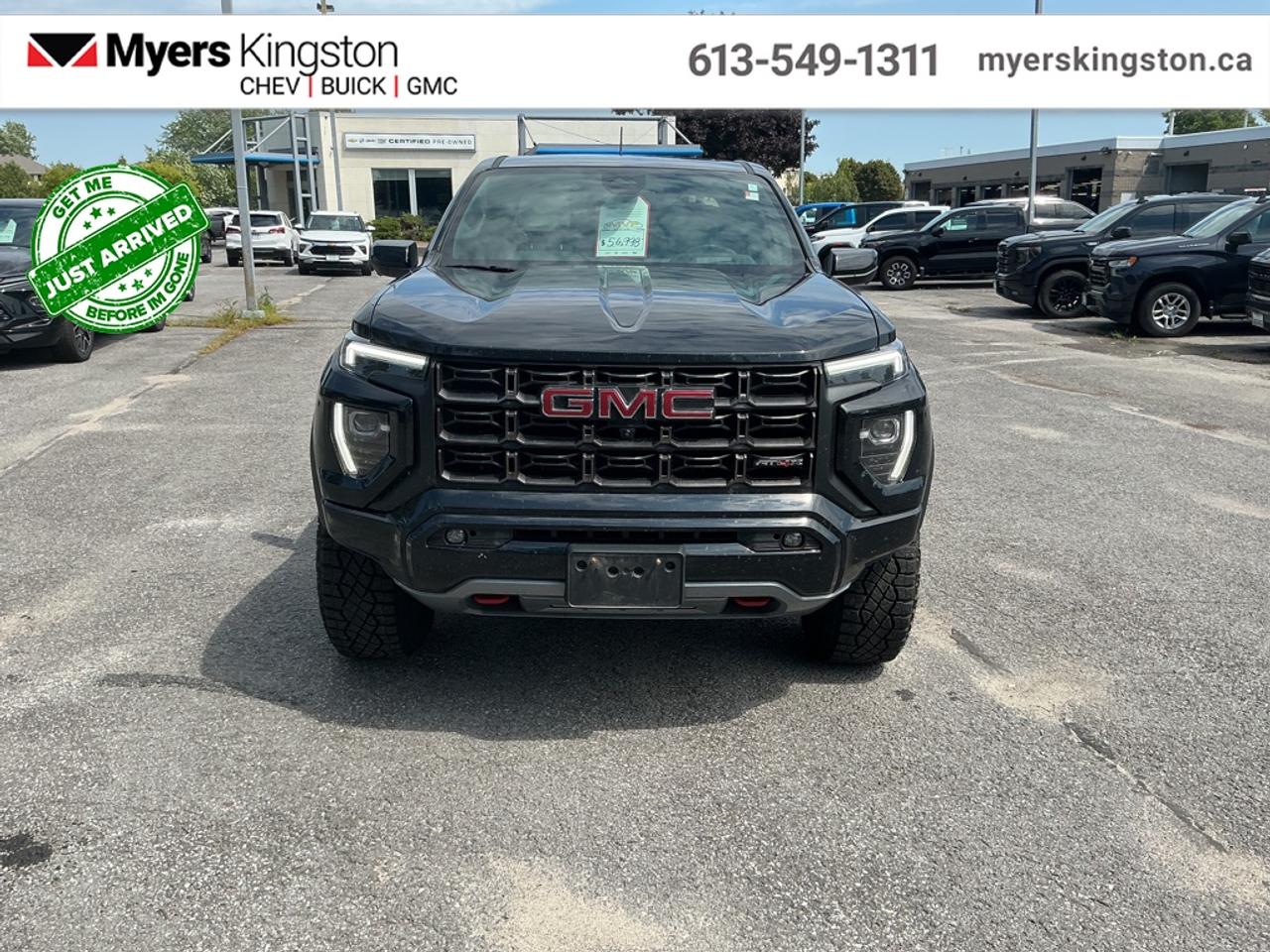 <b>Premium Audio,  Cooled Seats,  Off-Road Package,  HUD,  Heated Steering Wheel!</b><br> <br> Offering an amazing blend of efficiency, capability and performance, this 2024 Canyon is a great midsize truck option. This 2024 GMC Canyon is fresh on our lot in Kingston.<br> <br>Aimed at shoppers who desire the capability of a traditional pickup without the compromise of a full-size truck, this 2024 GMC Canyon is ready to take on whatever you throw at it. From work-site duties to intense off-road sessions, this Canyon is sure to never skip a beat!<br> <br>This Crew Cab 4X4 pickup has 75,934 km. Its nice in colour. It has an Automatic transmission and is powered by a 310HP 2.7L 4 Cylinder Engine. <br> <br> Our Canyons trim level is AT4X. Step up to this Canyon AT4X and be rewarded with great features like a tow package with a trailer brake controller and hitch, heated and ventilated front seats with power-adjustable lumbar support and memory function, a heated steering wheel, a drivers head up display, leather upholstery, wireless device charging, and a premium Bose audio system. Additional features include hill descent control, front and rear locking differentials, an aluminum skid plate, upgraded aluminum wheels, front LED fog lamps, 3-inch factory-lifted suspension, front recovery hooks and off-road performance display, along with great standard features such as an EZ-Lift and Lower tailgate, remote engine start, dual-zone climate control, and a vivid 11.3-inch diagonal infotainment screen with Apple CarPlay and Android Auto. Safety features include blind spot detection, rear park assist, rear pedestrian alert, automatic emergency braking, front pedestrian braking, lane keeping assist with lane departure warning, Teen Driver, and forward collision alert with IntelliBeam high beam assist. This vehicle has been upgraded with the following features: Premium Audio, Cooled Seats, Off-Road Package, HUD, Heated Steering Wheel, Adaptive Cruise Control, Wireless Charging Pad.<br> <br>To apply right now for financing use this link: <a href=https://www.taylorautomall.com/finance/apply-for-financing/ target=_blank>https://www.taylorautomall.com/finance/apply-for-financing/</a><br> <br/>Buy this vehicle now for the lowest bi-weekly payment of <b>$370.57</b> with $0 down for 96 months @ 8.99% APR O.A.C. ( Plus applicable taxes - Plus applicable fees ). See dealer for details. <br><br>For more information, please call any of our knowledgeable used vehicle staff at (613) 549-1311!<br><br> Come by and check out our fleet of 60+ used cars and trucks and 170+ new cars and trucks for sale in Kingston.  o~o