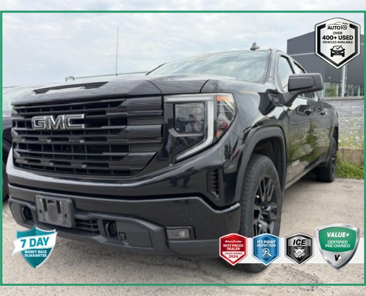 Recent Arrival!<br><br><br>No Accidents, | Apple CarPlay/Android Auto, LOCAL TRADE, NEW TIRES, 10-Speed Automatic, 4WD, Jet Black w/Cloth Seat Trim, 10-Way Power Driver Seat Adjuster w/Lumbar, 120-Volt Bed Mounted Power Outlet, 120-Volt Instrument Panel Power Outlet, 2 Charge/Data USB Ports, 2 Charge/Data USB Ports Inside Centre Console, 2 Type-C Charge-Only Rear USB Ports, 220 Amp Alternator, 3.73 Rear Axle Ratio, 4-Way Manual Passenger Seat Adjuster, 6-Speaker Audio System Feature, Apple CarPlay/Android Auto, Auto High-beam Headlights, Auto-Locking Rear Differential, Automatic Emergency Braking, Body Colour Header w/Gloss Black Mesh Grille Bars, Brake assist, Buckle to Drive, Cloth Rear Seat w/Storage Package, Cloth Seat Trim, Colour-Keyed Carpeting Floor Covering, Compass, Deep-Tinted Glass, Delay-off headlights, Dual Exhaust System, Dual front impact airbags, Dual front side impact airbags, Electric Rear-Window Defogger, Electrical Steering Column Lock, Electronic Precision Shift, Electronic Stability Control, Engine Block Heater, Floor-Mounted Centre Console, Front anti-roll bar, Front Bucket Seats, Front fog lights, Front Frame-Mounted Black Recovery Hooks, Front Rubberized-Vinyl Floor Mats, Front wheel independent suspension, Fully automatic headlights, GMC Connected Access Capable, HD Rear Vision Camera, Heated front seats, Heated Steering Wheel, Heated steering wheel, Heavy-Duty Air Filter, High Capacity Suspension Package, Hill Descent Control, Hitch Guidance, Integrated Trailer Brake Controller, IntelliBeam Automatic High Beam On/Off, Keyless Open & Start, Lane Keep Assist w/Lane Departure Warning, LED Cargo Area Lighting, Low tire pressure warning, Manual Tilt-Wheel & Telescoping Steering Column, Navigation System, Occupant sensing airbag, Off-Road Suspension, OnStar & GMC Connected Services Capable, Overhead airbag, Panic alarm, Power Door Locks, Power Front Windows w/Driver Express Up/Down, Power Front Windows w/Passenger Express Down, Power Rear Windows w/Express Down, Preferred Equipment Group 3SB, Premium audio system: Premium GMC Infotainment System, Push Button Start, Radio data system, Radio: Premium GMC Infotainment Audio System, Rear Rubberized-Vinyl Floor Mats, Rear step bumper, Rear Wheelhouse Liners, Remote Vehicle Starter System, Security system, SiriusXM w/360L, Split folding rear seat, Spray-On Pickup Bed Liner w/GMC Logo, Steering Wheel Audio Controls, Theft Deterrent System (Unauthorized Entry), Trailering Package, Wheels: 20 x 9 High Gloss Black Painted Aluminum, Wi-Fi Hotspot Capable, Wireless Charging, Wireless Phone Projection, X31 Hard Badge, X31 Off-Road Package.<br><br>Onyx Black Elevation<br>X31 OFF-ROAD PKG | TRAILERING PKG | HEATED SEATS | TRAILER BRAKE CONTROLLER | LANE KEEP ASSIST | FRONT COLLISION WARNING AND MORE 2022 GMC Sierra 1500 Elevation 3.0L I6<br>10-Speed Automatic<br>4WD<p> </p><h4>VALUE+ CERTIFIED PRE-OWNED VEHICLE</h4><p>- 36-point Provincial Safety Inspection<br>- 172-point inspection combined mechanical, aesthetic, functional inspection including a vehicle report card<br>- Warranty: 30 Days or 1500 KMS on mechanical safety-related items and extended plans are available<br>- Complimentary CARFAX Vehicle History Report<br>- 2X Provincial safety standard for tire tread depth<br>- 2X Provincial safety standard for brake pad thickness<br>- 7 Day Money Back Guarantee*<br>- Market Value Report provided<br>- Complimentary 3 months SIRIUS XM satellite radio subscription on equipped vehicles<br>- Complimentary wash and vacuum<br>- Vehicle scanned for open recall notifications from manufacturer</p><p>SPECIAL NOTE: This vehicle is reserved for AutoIQs retail customers only. Please, No dealer calls. Errors & omissions excepted.</p><p>*As-traded, specialty or high-performance vehicles are excluded from the 7-Day Money Back Guarantee Program (including, but not limited to Ford Shelby, Ford mustang GT, Ford Raptor, Chevrolet Corvette, Camaro 2SS, Camaro ZL1, V-Series Cadillac, Dodge/Jeep SRT, Hyundai N Line, all electric models)</p>