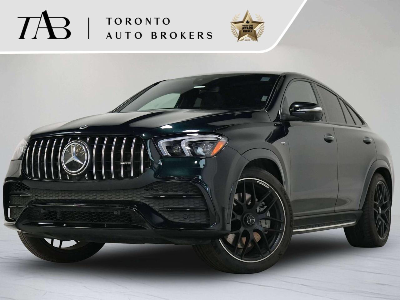 This 2023 Mercedes-Benz GLE 53 AMG&reg; Coupe is a premium performance SUV offering an exceptional combination of luxury, performance, and distinctive AMG styling. Powered by Mercedes-AMG&rsquo;s turbocharged inline-six engine with EQ Boost mild-hybrid technology and equipped with AMG Performance 4MATIC+ all-wheel drive, this GLE 53 delivers exhilarating performance, confident handling, and impressive all-weather capability. Featuring the desirable Premium Package, carbon-fibre interior trim, and striking 22-inch AMG wheels, this GLE 53 combines a luxurious cabin with aggressive performance-oriented design. Backed by a clean Carfax report and remaining manufacturer warranty until December 21, 2026, or up to 80,000 km, this GLE 53 AMG Coupe is an exceptional opportunity to own a highly desirable luxury performance SUV with added peace of mind.

Key Features:

* 3.0L AMG Turbocharged Inline-6 Engine with EQ Boost
* 9-Speed AMG SPEEDSHIFT Automatic Transmission
* AMG Performance 4MATIC+ All-Wheel Drive
* AMG RIDE CONTROL+ Adaptive Air Suspension
* AMG Dynamic Select Driving Modes
* AMG Performance Exhaust System
* Premium Package
* Carbon-Fibre Interior Trim
* 22-Inch AMG Alloy Wheels
* AMG Night Package
* AMG Exterior Styling
* Panoramic Sunroof
* MULTIBEAM LED Headlights
* AMG Performance Front Seats
* Nappa Leather & DINAMICA Upholstery
* Heated & Ventilated Front Seats
* Heated Steering Wheel
* Power Front Seats with Memory Function
* Ambient Interior Lighting
* MBUX Infotainment System
* Dual 12.3-Inch Digital Displays
* Apple CarPlay Compatibility
* Android Auto Compatibility
* Burmester Surround Sound System
* 360-Degree Camera System
* Active Parking Assist
* Blind Spot Assist
* Lane Keeping Assist
* Adaptive Cruise Control
* Keyless-Go
* Manufacturer Warranty Until December 21, 2026 or 80,000 km

NOW OFFERING 3 MONTH DEFERRED FINANCING PAYMENTS ON APPROVED CREDIT. 

WE OFFER THE BEST FINANCE RATES, AND DONT CHARGE ANY FINANCING FEE 

Looking for a top-rated pre-owned luxury car dealership in the GTA? Look no further than Toronto Auto Brokers (TAB)! Were proud to have won multiple awards, including the 2024 AutoTrader Best Priced Dealer, the 2024 CarGurus Award, the 2025 Top Choice Award, the 2025 Consumer Satisfaction Award, the 2025 Canadian Choice Award, the 2025 Three Best Rated Dealer Award, and many more!

With 30 years of experience serving the Greater Toronto Area, TAB is a respected and trusted name in the pre-owned luxury car industry. Our 30,000 sq.Ft indoor showroom is home to a wide range of luxury vehicles from top brands like BMW, Mercedes-Benz, Audi, Porsche, Land Rover, Jaguar, Aston Martin, Bentley, Maserati, and more. And we dont just serve the GTA, were proud to offer our services to all cities in Canada, including Vancouver, Montreal, Calgary, Edmonton, Winnipeg, Saskatchewan, Halifax, and more.

At TAB, were committed to providing a no-pressure environment and honest work ethics. As a family-owned and operated business, we treat every customer like family and ensure that every interaction is a positive one. Come experience the TAB Lifestyle at its truest form, luxury car buying has never been more enjoyable and exciting!

We offer a variety of services to make your purchase experience as easy and stress-free as possible. From competitive and simple financing and leasing options to extended warranties, aftermarket services, and full history reports on every vehicle, we have everything you need to make an informed decision. We welcome every trade, even if youre just looking to sell your car without buying, and when it comes to financing or leasing, we offer same day approvals, with access to over 50 lenders, including all of the banks in Canada. Feel free to check out your own Equifax credit score without affecting your credit score, simply click on the Equifax tab above and see if you qualify.

Call us today or visit our website to learn more about our inventory and services. And remember, all prices exclude applicable taxes and licensing, and vehicles can be certified at an additional cost of $999.