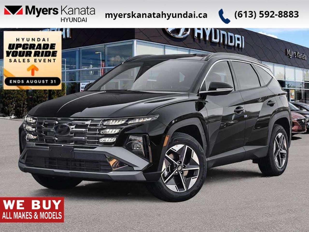 <b>Sunroof,  Power Liftgate,  Heated Seats,  Heated Steering Wheel,  Adaptive Cruise Control!</b><br> <br> This 2026 Hyundai Tucson was built for modern adventure.<br> <br>This 2026 Hyundai Tucson was made with eye for detail. From subtle surprises to bold design features, every part of this 2026 Hyundai Tucson is a treat. Stepping into the interior feels like a step right into the future with breathtaking technology and luxury that will make your smartphone jealous. Add on an intelligently capable chassis and drivetrain and you have the SUV of the future, ready for you today.<br> <br>This Ash Blk SUV has an Automatic transmission and is powered by a 187HP 2.5L 4 Cylinder Engine. <br> <br> Our Tucsons trim level is Preferred AWD w/Trend Pkg. The cabin emphasizes comfort with heated front bucket seats, an 8 way power adjustable drivers seat with lumbar support, a heated leather steering wheel, dual zone climate control, flexible 60/40 folding rear seats, and smart storage throughout, while the expansive glass first and second row sunroof with power sunshade enhances the interiors open feel. Technology is anchored by a 12.3 inch infotainment display with Android Auto and Apple CarPlay, Bluetooth, BlueLink services, wireless phone connectivity, real time traffic, turn by turn navigation, adaptive cruise control, proximity key with push button start, and smart device remote start. Safety features include Forward Collision Avoidance Assist with pedestrian, cyclist, and junction turning detection, Blind Spot Collision Warning, Lane Keeping Assist, Rear Cross Traffic Collision Avoidance Assist, Driver Monitoring Alert, multiple airbags, stability and traction systems, and a rear view monitor. This vehicle has been upgraded with the following features: Sunroof, Power Liftgate, Heated Seats, Heated Steering Wheel, Adaptive Cruise Control, Remote Start, Lane Keep Assist.<br><br> <br>To apply right now for financing use this link: <a href=https://www.myerskanatahyundai.com/finance/ target=_blank>https://www.myerskanatahyundai.com/finance/</a><br> <br/>This vehicle may qualify for $500 Military Program Bonus. 5.99% financing for 96 months. <br> Buy this vehicle now for the lowest weekly payment of <b>$143.05</b> with $0 down for 96 months @ 5.99% APR O.A.C. ( Plus applicable taxes - $2596 and licensing fees **Rebates may not be applicable on all purchase types [cash, lease, or finance]. Eligibility and conditions may vary. Please see dealer for full details and confirmation of eligibility. ). Incentives expire 2026-08-31. See dealer for details. <br><br>This vehicle is located at Myers Kanata Hyundai 400-2500 Palladium Dr Kanata, Ontario. <br><br> Come by and check out our fleet of 30+ used cars and trucks and 190+ new cars and trucks for sale in Kanata.  o~o