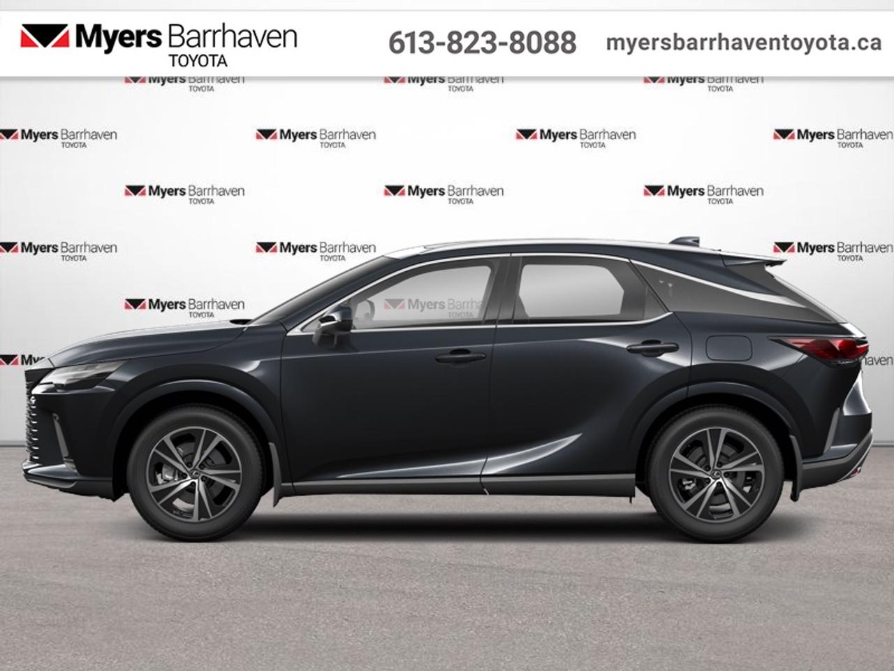 <b>Hybrid,  Sunroof,  Cooled Seats,  Apple CarPlay,  Android Auto!</b><br> <br>  Compare at $55014 - Our Live Market Price is just $52898! <br> <br>With soft-riding road manners and premium cabin, this 2023 RX is tailor-made for those who seek the best. This 2023 Lexus RX is fresh on our lot in Ottawa.<br> <br>For those who refuse to settle, this Lexus RX is the embodiment of luxury, thrill and refinement. Keenly tuned performance takes exhilaration to even greater heights, with a meticulously designed interior that connects driver to the vehicle like never before. This SUV is an experience crafted to the highest standard of all: yours.<br> <br>This SUV has 76,950 km. Its Black in colour. It has an Automatic transmission and is powered by a 246HP 2.5L 4 Cylinder Engine. <br> <br> Our RXs trim level is 350h. This Lexus RX 350h blends practicality, refinement and efficiency in an attractive package, with a hybrid-assisted powertrain and standard features such as power-adjustable ventilated and heated front seats with lumbar support and memory function, a heated steering wheel, NuLuxe synthetic leather upholstery, adaptive cruise control, an express open/close glass sunroof, and a power liftgate for rear cargo access. Connectivity is handled via an immersive 9.8-inch HD touchscreen with wireless Apple CarPlay and Android Auto, SiriusXM streaming radio, and audio channeled through a delightful 12-speaker sound system. Safety on the road is also handled by a suite of systems including blind spot monitoring, lane keeping assist with lane departure warning, pre-collision warning with rear cross traffic alert, forward collision mitigation with rear parking sensors, and evasive steering assist. Additional features include remote engine start, dual-zone climate control, LED headlights with front fog lights, and even more. This vehicle has been upgraded with the following features: Hybrid, Sunroof, Cooled Seats, Apple CarPlay, Android Auto, Heated Steering Wheel, Power Liftgate.<br> <br>To apply right now for financing use this link: <a href=https://www.myersbarrhaventoyota.ca/quick-approval/ target=_blank>https://www.myersbarrhaventoyota.ca/quick-approval/</a><br> <br/>Buy this vehicle now for the lowest bi-weekly payment of <b>$379.90</b> with $0 down for 84 months @ 7.99% APR O.A.C. ( Plus applicable taxes - Plus applicable fees ). See dealer for details. <br><br>At Myers Barrhaven Toyota we pride ourselves in offering highly desirable pre-owned vehicles. We truly hand pick all our vehicles to offer only the best vehicles to our customers. No two used cars are alike, this is why we have our trained Toyota technicians highly scrutinize all our trade ins and purchases to ensure we can put the Myers seal of approval. Every year we evaluate 1000s of vehicles and only 10-15% meet the Myers Barrhaven Toyota standards. At the end of the day we have mutual interest in selling only the best as we back all our pre-owned vehicles with the Myers *LIFETIME ENGINE TRANSMISSION warranty. Thats right *LIFETIME ENGINE TRANSMISSION warranty, were in this together! If we dont have what youre looking for not to worry, our experienced buyer can help you find the car of your dreams! Ever heard of getting top dollar for your trade but not really sure if you were? Here we leave nothing to chance, every trade-in we appraise goes up onto a live online auction and we get buyers coast to coast and in the USA trying to bid for your trade. This means we simultaneously expose your car to 1000s of buyers to get you top trade in value. <br>We service all makes and models in our new state of the art facility where you can enjoy the convenience of our on-site restaurant, shuttle van, free Wi-Fi, Enterprise Rent-A-Car, on-site tire storage, and complimentary drinks. Come see why many Toyota owners are making the switch to Myers Barrhaven Toyota. <br>*LIFETIME ENGINE TRANSMISSION WARRANTY NOT AVAILABLE FOR VEHICLES WITH KMS EXCEEDING 140,000KM, VEHICLES 8 YEARS & OLDER, HIGHLINE BRAND VEHICLES (e.g., BMW, INFINITI, CADILLAC, LEXUS), AND QUEBEC RESIDENTS.<br> Come by and check out our fleet of 80+ used cars and trucks and 30+ new cars and trucks for sale in Ottawa.  o~o