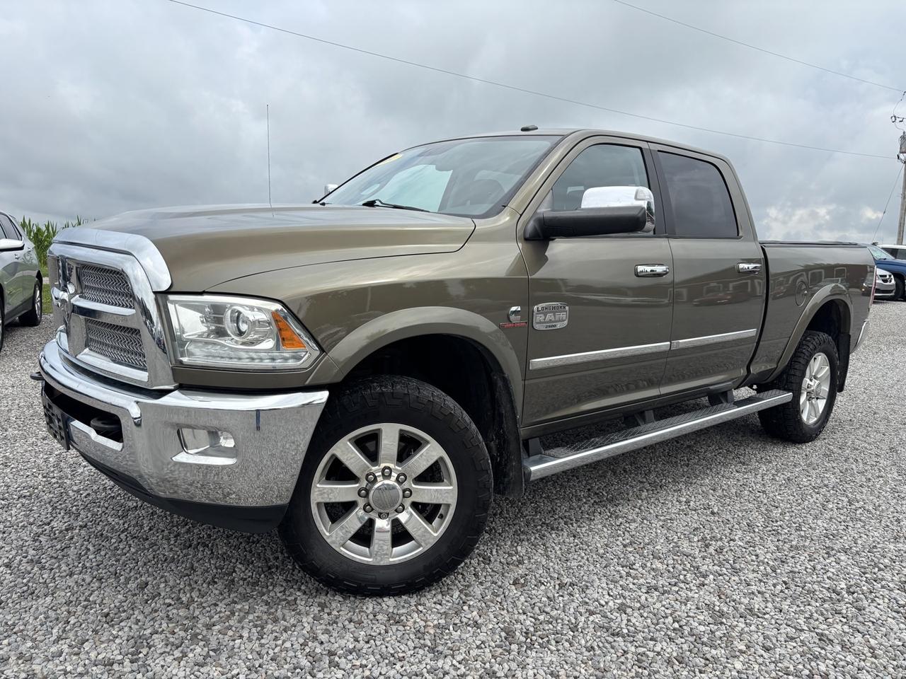 <p dir=ltr><span> 30 year family business with a 4.6 Google rating! *LEATHER*BACKUP CAM*4X4*SUNROOF*HEATED SEATS* This 2014 RAM 2500 Longhorn is equipped with the 6.7 Cummins and will be sold with an Ontario Safety Certificate at no extra charge through our multi-point inspection process to provide you with the best quality pre-owned experience. Complete Carfax reports come with every vehicle sale and are readily available. Extra features include navigation, heated steering, and rear heated seats. Financing available as well at Daves Auto through TD Auto finance for all models 2016 and newer! </span><span> 2020-2026 models range from as low as 6.99%-9.49% and 2016-2019 models range from 8.49%-9.49%.</span><span> All vehicles with XM Capability come with 3 free months of Sirius XM. Daves Auto continues to serve its customers with quality, unbranded pre-owned vehicles, certifying every vehicle inside the list price disclosed. Tinting available for $99/window.</span></p><p><span id=docs-internal-guid-7e4fc1ec-7fff-9b61-00d7-8c3f2ee74902></span></p><p dir=ltr><span>Established in 1996, Daves Auto has been serving the Haldimand, West Lincoln and Ontario area with the same quality for 30 years! With growth, Daves Auto now has a lot with approximately 70 vehicles and a service building on-site to safety all vehicles in-house. If you are looking at this vehicle and need any additional information, please feel free to call us or come visit us at 7109 Canborough Rd. Dunnville, Ontario. Find us on Instagram @ daves_auto_2020 and become more familiar with our family business! Please call in advance to ensure availability.</span></p>