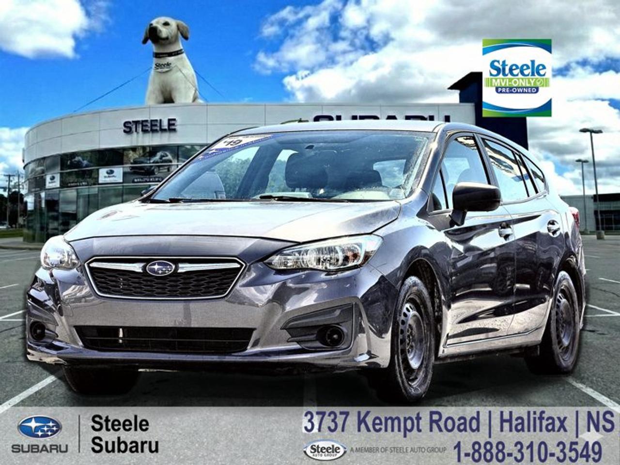 2019 Subaru Impreza Convenience | Symmetrical AWD | Heated Front Seats | Rearview Camera | MVI OnlyFrom daily trips across the MacKay Bridge to weekend drives out through Hants County, the Impreza is the kind of car that feels right at home in Nova Scotia. Its compact size, standard AWD system, and easy-driving nature make it a practical fit for everything from city commutes to summer road trips around the province.The Convenience trim delivers the core strengths that have made the Impreza a longtime favourite among Canadian drivers. Powered by a 2.0L SUBARU BOXER engine paired with a continuously variable transmission and Subarus Symmetrical All-Wheel Drive system, it offers predictable handling, confident traction, and a comfortable ride in a wide range of driving conditions. As a one-owner trade-in with low mileage, this Impreza represents honest value for buyers looking for dependable transportation without unnecessary complexity. Freshly inspected with a valid 2-year Nova Scotia MVI, its a practical option for budget-conscious drivers who want a known quantity and the confidence to enjoy the rest of the summer on the road.Performance & Safety Symmetrical All-Wheel Drive 2.0L SUBARU BOXER 4-cylinder engine Lineartronic CVT Rearview camera Vehicle Dynamics Control Traction Control System Anti-lock Braking System (ABS) Brake Assist Tire Pressure Monitoring SystemComfort & Tech Heated front seats Heated exterior mirrors 6.5-inch touchscreen infotainment system Apple CarPlay Android Auto Bluetooth connectivity Rearview camera Automatic climate control Keyless entry Cruise controlContact Steele Subaru in Halifax to schedule a test drive and see if this Impreza is the right fit for your needs. Its a practical choice for anyone looking for an affordable AWD daily driver and a reliable way to enjoy the Nova Scotia summer.MVI ONLYThis vehicle is part of our MVI Only Used Cars inventory  an affordable option for buyers who dont mind a little elbow grease. Like a fixer-upper home, these vehicles might need some TLC after purchase, but theyve all been fully inspected and come with a valid 2-year Nova Scotia Motor Vehicle Inspection (MVI). A copy of the inspection report and a list of any recommended or required work will be provided. We also include a Carfax Vehicle History Report for full transparency. These vehicles are priced for immediate sale and offer a great opportunity for the right buyer to get on the road at a budget-friendly price.Disclaimer:While every effort has been made to identify and disclose known or visible issues during our inspection process, additional repairs may be required. Symptoms such as warning lights, abnormal noises (including squeaks, rattles, or whines), or performance concerns may require further diagnosis. Please note that sealed components such as engines, transmissions, and clutches are not dismantled or internally inspected. It is the sole responsibility of the purchaser to address any repairs or maintenance needs beyond those required to meet the standards of a valid Nova Scotia Motor Vehicle Inspection (MVI). We also recommend that purchasers obtain an independent inspection of the vehicle prior to purchase.