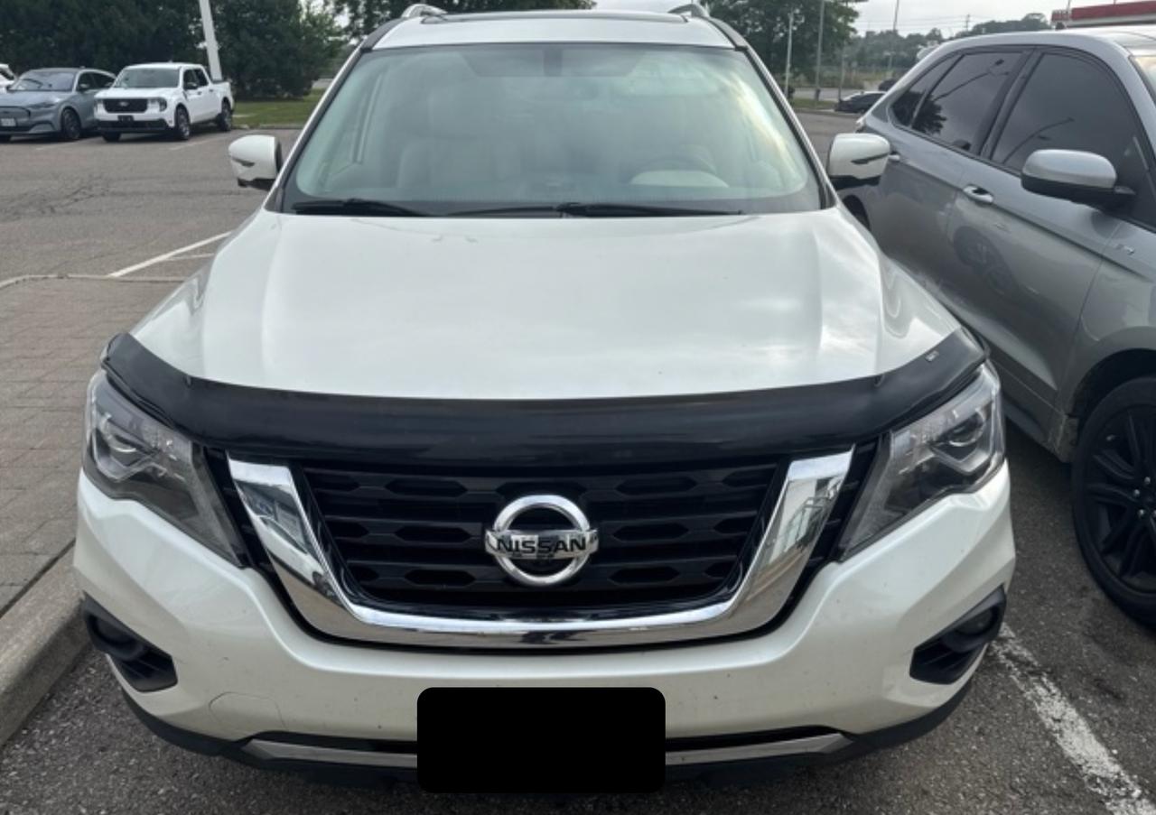 <b>OEM OPTIONS: </b>PEARL WHITE ,  ALMOND LEATHER SEATING SURFACES ,  PK AA10 W/NO OPTIONS<br><br>- SMART BUY: Under 100k threshold.<br>- Ask about Warranty Top-Up.<br><br><b>PERFORMANCE & CAPABILITY: </b>Check out this well-maintained <b>2019 Nissan Pathfinder Platinum</b> finished in Pearl White with a Almond, Leather Seating Surfaces interior, creating a clean, crisp, and modern aesthetic. As a versatile Sport Utility Vehicle (SUV), it combines a commanding view of the road with flexible cargo space and seating, perfect for various lifestyles. Powered by a responsive <b>3.5L 6cyl</b> engine paired with a smooth <b>CVT</b> and a confident <b>4x4</b> system.<br><br><b>PROFILE & PEDIGREE: </b><br> - <b>Equipped with the Package AA10 w/No Options Package:</b> This vehicle includes a desirable bundle of factory options.<br><br><b>MODEL REVIEWS: </b>A family-friendly three-row SUV offering easy EZ Flex second-row access to the third row, respectable towing capacity, and a return to a conventional automatic transmission in recent models. Equipped with a true <b>4x4 system</b>, this vehicle is ready for serious adventure, offering superior off-road capability.<br>Powered by a smooth and responsive <b>3.5L 6cyl</b>, delivering ample power for merging, passing, and towing. The <b>Continuously Variable Transmission (CVT)</b> provides a seamless and smooth driving experience, eliminating traditional gear shifts for effortless power delivery.<br><br><b>EQUIPMENT: </b><br><b>Safety & Driver Assistance:</b> PANIC ALARM, TRACTION CONTROL, ABS BRAKES, BRAKE ASSIST, DUAL FRONT IMPACT AIRBAGS, DUAL FRONT SIDE IMPACT AIRBAGS<br><b>Comfort & Convenience:</b> POWER PASSENGER SEAT, POWER LIFTGATE, ILLUMINATED ENTRY, PASSENGER VANITY MIRROR, REMOTE KEYLESS ENTRY, HEATED STEERING WHEEL<br><b>Technology & Entertainment:</b> TRIP COMPUTER, RADIO DATA SYSTEM, DVD-AUDIO, NAVIGATION SYSTEM, TACHOMETER, COMPASS<br><b>Performance & Capability:</b> TRAILER HITCH, FOUR WHEEL INDEPENDENT SUSPENSION, FRONT ANTI-ROLL BAR, REAR ANTI-ROLL BAR, SPEED-SENSING STEERING<br><b>Exterior & Styling:</b> ALLOY WHEELS, SPOILER, BODYSIDE MOULDINGS, FRONT FOG LIGHTS, FULLY AUTOMATIC HEADLIGHTS, POWER MOONROOF<br><br>Visit us to explore the features and condition of this excellent <b>Nissan Pathfinder</b>.<br><br><p> </p>

<h4>INCOMING USED VEHICLE</h4>

<p><em>This vehicle is an incoming trade-in and will be arriving soon! Contact us to be notified when it arrives.<br>
<br>
<strong>Representative image. </strong>Actual vehicles colour, options, and condition <strong>may differ.</strong></em></p>

<p>BUY WITH COMPLETE CONFIDENCE</p>

<p>
- AutoIQ Exclusive Pre-Owned Program<br>
- Shop online or in-store, any way you want it<br>
- Virtual trade estimate & appraisal<br>
- Virtual credit approval & eSignature
</p>

<p>The AutoIQ Dealership Group came together in 2016 with a mission to deliver an exceptional car-buying experience. With 8 dealerships across Ontario, offering 13 brands and over 1500 vehicles in stock, AutoIQ customers can expect great selection, value, and trust. Buying a new vehicle is a significant purchase, and we want to ensure that you LOVE it! Whether you are purchasing a new or quality pre-owned vehicle from us, we offer attractive financing rates and flexible terms, regardless of your credit.</p>

<p>SPECIAL NOTE: This vehicle is reserved for AutoIQs retail customers only. Please, no dealer calls. Errors and omissions excepted.</p>

<p>*As-traded, specialty or high-performance vehicles are excluded from the 7-Day Money Back Guarantee Program (including, but not limited to Ford Shelby, Ford mustang GT, Ford Raptor, Chevrolet Corvette, Camaro 2SS, Camaro ZL1, V-Series Cadillac, Dodge/Jeep SRT, Hyundai N Line, all electric models)</p>
