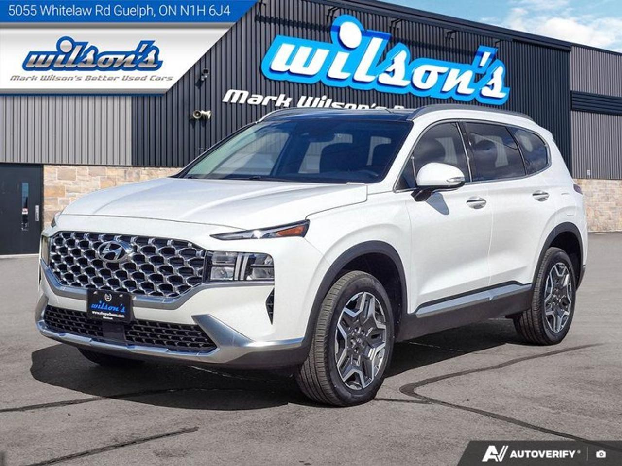 Look at this certified 2023 Hyundai Santa Fe Hybrid Luxury AWD | Leather | Pano Roof | Heated + Ventilated Seats | Heated Steering | CarPlay and More !. Its Automatic transmission and 1.6 L engine will keep you going. This Hyundai Santa Fe Hybrid comes equipped with these options: Remote Start, Panoramic Roof, Leather, Heated Steering Wheel, Apple Car Play, Air Conditioning, Adaptive Cruise, Heated Seats, Tilt Steering Wheel, and Steering Radio Controls. See it for yourself at Mark Wilsons Better Used Cars, 5055 Whitelaw Road, Guelph, ON N1H 6J4.MASSIVE SELECTION: 500+ vehicles in ONE LOCATION, all Live Market Priced for the best value!STRAIGHTFORWARD & TRANSPARENT PRICING: Our Advertised Price INCLUDES:Safety Certification! (No separate certification fee upcharge).FREE Carfax History Report!NO upcharge for paying cash!CONFIDENCE & PEACE OF MIND: 30-Day/3,000 km Warranty INCLUDED! Plus a 5-Day Exchange Privilege!*EASY FINANCING: Better-than-bank rates, $0 Down, and 3 Months No Payments available OAC. BAD CREDIT APPROVED HERE!WE BUY CARS: Get Top Dollar for your trade, or sell us your vehicle for CASH even if you dont buy ours!www.shopwilsons.comAn Honest, Transparent Buying Experience. Trusted in business since 1961!(Cash Prices Exclude HST and Licensing Fees only.)