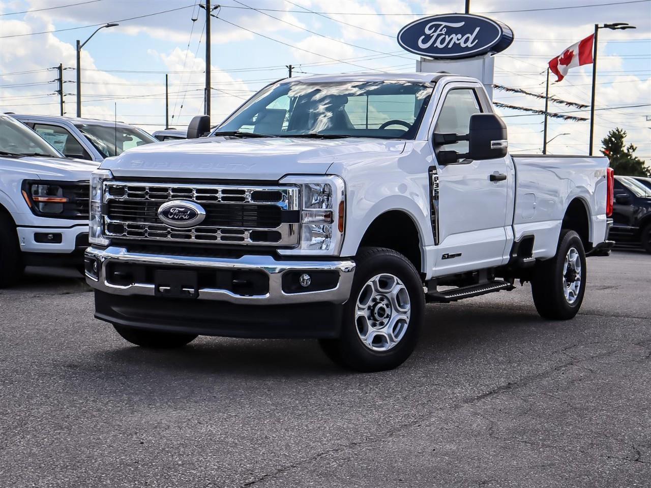 <p>The 2026 Ford Super Duty F-350 SRW XLT, dressed in a classic Oxford White, offers robust handling with its 4×4 drivetrain. This new truck features an automatic transmission, ensuring a smooth driving experience across various terrains.</p><p>The exterior is equipped with practical black platform running boards and retractable corner bed steps, complemented by front and rear wheel well liners that add both style and protection. Inside, the cabin is fitted with a Medium Dark Slate cloth 40/20/40 split bench seat, which features an 8-way power driver adjustment and a convenient centre armrest with cupholder. The onboard scales and smart hitch make towing easier than ever.</p><p>Technology and safety are at the forefront with a comprehensive list of features such as a backup camera for improved visibility, Bluetooth connectivity for hands-free control, and a modern wi-fi hotspot to keep you connected on the go. Keyless entry, power windows, and smart device integration enhance convenience, while brake assist and cruise control add to the safety and ease of driving. Plus, there's an array of upfitter switches located in the overhead console, ideal for those who need additional controls.</p><p>This truck is particularly suited for those who require durability and functionality, such as construction professionals or outdoor enthusiasts who need a vehicle capable of handling demanding tasks. Whether you're hauling equipment or embarking on a weekend adventure, the Ford Super Duty F-350 is ready to meet the challenge. Contact Summit Ford today for more information and to schedule a test drive.</p>
