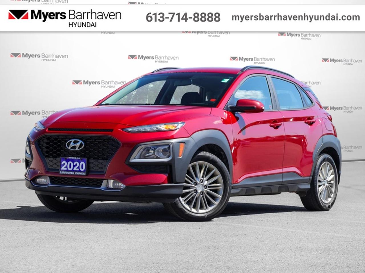 <b>Blind Spot Detection, Heated Steering Wheel, Heated Seats, Aluminum Wheels, Remote Keyless Entry, Apple CarPlay, Android Auto, Cruise Control, Touchscreen, Rear View Camera, Proximity Key</b><br> <br>  Compare at $15435 - Our Price is just $14985! <br> <br>Konas compact size doesnt just help you manoeuvre around the city with ease, it also gives you a higher seating position to get a better view of your surroundings. Try yours today! This 2020 Hyundai Kona is for sale today.<br> <br>The KONA has been designed to turn heads - and to raise pulses. The dynamic design catches your eye with unique details that highlight the strong Hyundai SUV DNA at its core, starting with our signature cascading front grille design, muscular wheel arches and advanced lighting. Bold accent body panels run along the side and rear bumper for a sporty look. Step inside and instantly experience an exceptional level of comfort thanks to its wealth of features. This Kona is more than just its trendy appearance, its a real urban warrior.<br> <br>This SUV has 154,649 km. Its Red in colour. It has an Automatic transmission and is powered by a 147HP 2.0L 4 Cylinder Engine. <br> <br> Our Konas trim level is 2.0L Preferred AWD. This all wheel drive Kona Preferred adds a leather heated steering wheel, blind spot detection with rear cross traffic collision warning, larger aluminum wheels and a proximity key for easy push button starts. You will also get heated front seats, Apple CarPlay, Android Auto, a rear view camera, bluetooth streaming audio, a 60/40 split rear seat, cruise control and much more.<br> <br/>Buy this vehicle now for the lowest bi-weekly payment of <b>$110.95</b> with $1499 down for 72 months @ 6.99% APR O.A.C. ( Plus applicable taxes - & fees ). See dealer for details. <br><br>*LIFETIME ENGINE TRANSMISSION WARRANTY NOT AVAILABLE ON VEHICLES WITH KMS EXCEEDING 140,000KM, VEHICLES 8 YEARS & OLDER, OR HIGHLINE BRAND VEHICLE(eg. BMW, INFINITI. CADILLAC, LEXUS...) o~o