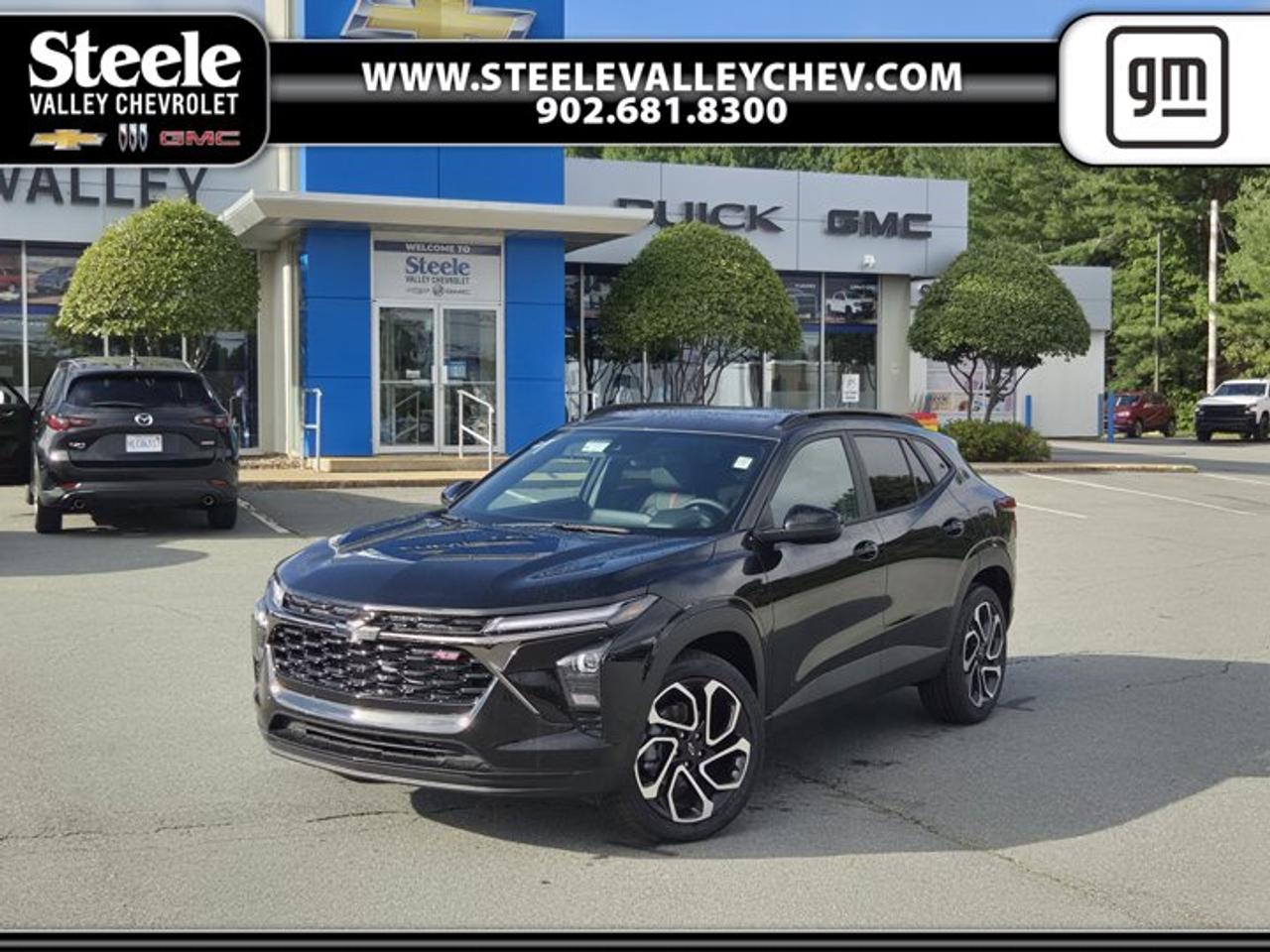 TRANSMISSION, 6-SPEED AUTOMATIC (STD), SUNROOF PACKAGE includes (CAC) power sunroof (Also includes (K4C) Wireless Charging.), MOSAIC BLACK METALLIC, ENGINE, ECOTEC 1.2L TURBO DOHC DI WITH VARIABLE VALVE TIMING (VVT) (137 hp [102 kW] @ 5000 rpm, 162 lb-ft of torque [219 N-m] @ 2500 rpm) (STD), 3 YEARS SIRIUSXM, 2RS PREFERRED EQUIPMENT GROUP Includes Standard Equipment, Wireless Apple CarPlay/Wireless Android Auto, Wipers, front intermittent, variable speed, Wiper, rear, intermittent, Windows, power rear, express down. This Chevrolet Trax has a dependable Turbocharged Gas 3-Cyl 1.2L/ engine powering this Automatic transmission.*These Packages Will Make Your Chevrolet Trax 2RS The Envy of Your Friends *Window, power, driver with express down, Wi-Fi Hotspot capable (Terms and limitations apply. See onstar.ca or dealer for details.), Wheels, 19 (48.3 cm) Black-painted machined aluminum, Wheel, spare, 16 (40.6 cm) steel, Visors, driver and front passenger vanity mirrors, covered, Vehicle health management, USB ports, 2, one type-A and one type-C, located within the instrument panel, USB ports, 2, one type-A and one type-C, centre console, charge-only, rear, Transmission, 6-speed automatic, Tires, 245/45R19 all-season, blackwall, Tire, spare, compact, Tire Pressure Monitor, manual learn, Tire Fill Alert, Theft-deterrent system, immobilizer, Theft-deterrent system, Teen Driver a configurable feature that lets you activate customizable vehicle settings associated with a key fob, to help encourage safe driving behaviour. It can limit certain available vehicle features, and it prevents certain safety systems from being turned off. An in-vehicle report card gives you information on driving habits and helps you to continue to coach your new driver, Suspension, Ride and Handling, Suspension, rear, compound crank, Suspension, front MacPherson strut, Steering, power, non-variable ratio, electric.* Stop By Today *Stop by Steele Valley Chevrolet Buick GMC Cadillac located at 9184 Commercial Street, New Minas, NS, NS B4N3V9 for a quick visit and a great vehicle!*Disclaimer*Please verify all information with a Steele Valley representative.