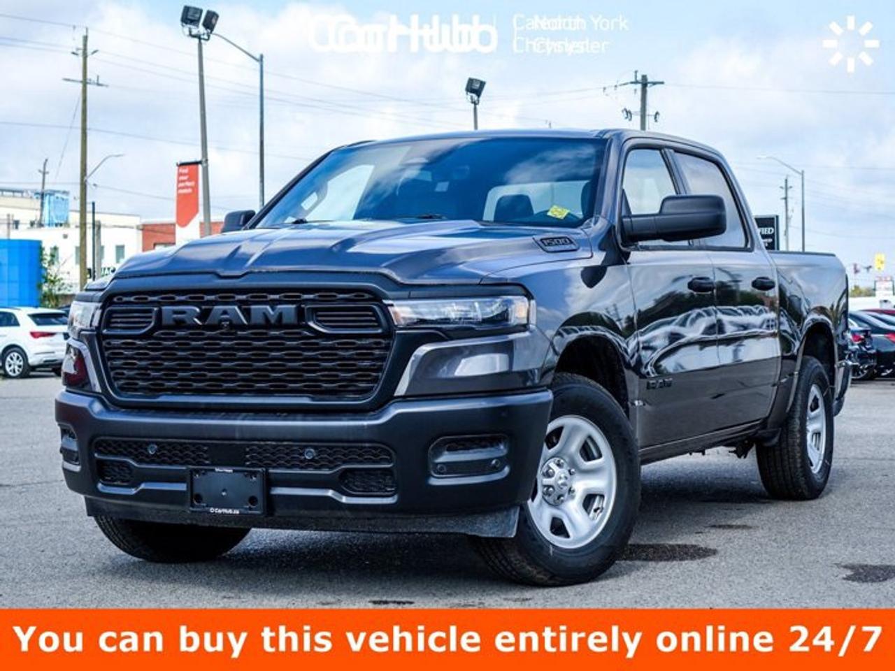 <p>INCOMING UNIT - Only 10 Miles! Scores 24 Highway MPG and 19 City MPG! This Ram 1500 delivers a Gas/Electric V-6 3.6 L/220 engine powering this Automatic transmission. ENGINE: 3.6L V6 24V VVT ETORQUE UPG I (STD), Wireless Phone Connectivity, Wheels: 18 x 7.5 Steel Painted.</p><p>This Ram 1500 Features the Following Options <br />Wheels w/Hub Covers, Voice Recorder, Variable Intermittent Wipers, Valet Function, Urethane Gear Shifter Material, Transmission: 8-Speed Automatic (850RE), Transmission w/Driver Selectable Mode, Trailer Wiring Harness, Tires: 275/65R18 BSW All Season LRR, Tire Specific Low Tire Pressure Warning.</p><p>Drive Happy with CarHub<br />*** All-inclusive, upfront prices -- no haggling, negotiations, pressure, or games *** Purchase or lease a vehicle and receive a $1000 CarHub Rewards card for service. *** All available manufacturer rebates have been applied and included in our new vehicle sale price *** Purchase this vehicle fully online on CarHub websites</p><p>Transparency Statement<br />USED VEHICLES: Online prices and payments are for finance purchases -- please note there is a $850 safety certification fee. if not Certified, then as per OMVIC Regulations the vehicle is deemed to be not drivable and Not Certified. Cash purchases for used vehicles have a $2,350 surcharge which includes the safety certification (the finance price + $2,350). NEW VEHICLES: New financed vehicles are subject to an $ 850 Processing Fee. New cars priced at over $100,000 including add-ons or accessories are subject to the additional federal luxury tax. While every effort is taken to avoid errors, technical or human error can occur, so please confirm vehicle features, options, materials, and other specs with your CarHub representative. This can easily be done by calling us or by visiting us at the dealership. CarHub used vehicles come standard with 1 key. If we receive more than one key from the previous owner, we include them with the vehicle. Additional keys may be purchased at the time of sale. Ask your Product Advisor for more details. Payments are only estimates derived from a standard term/rate on approved credit. Terms, rates and payments may vary. Prices, rates and payments are subject to change without notice. Please see our website for more details.</p><p> </p>
